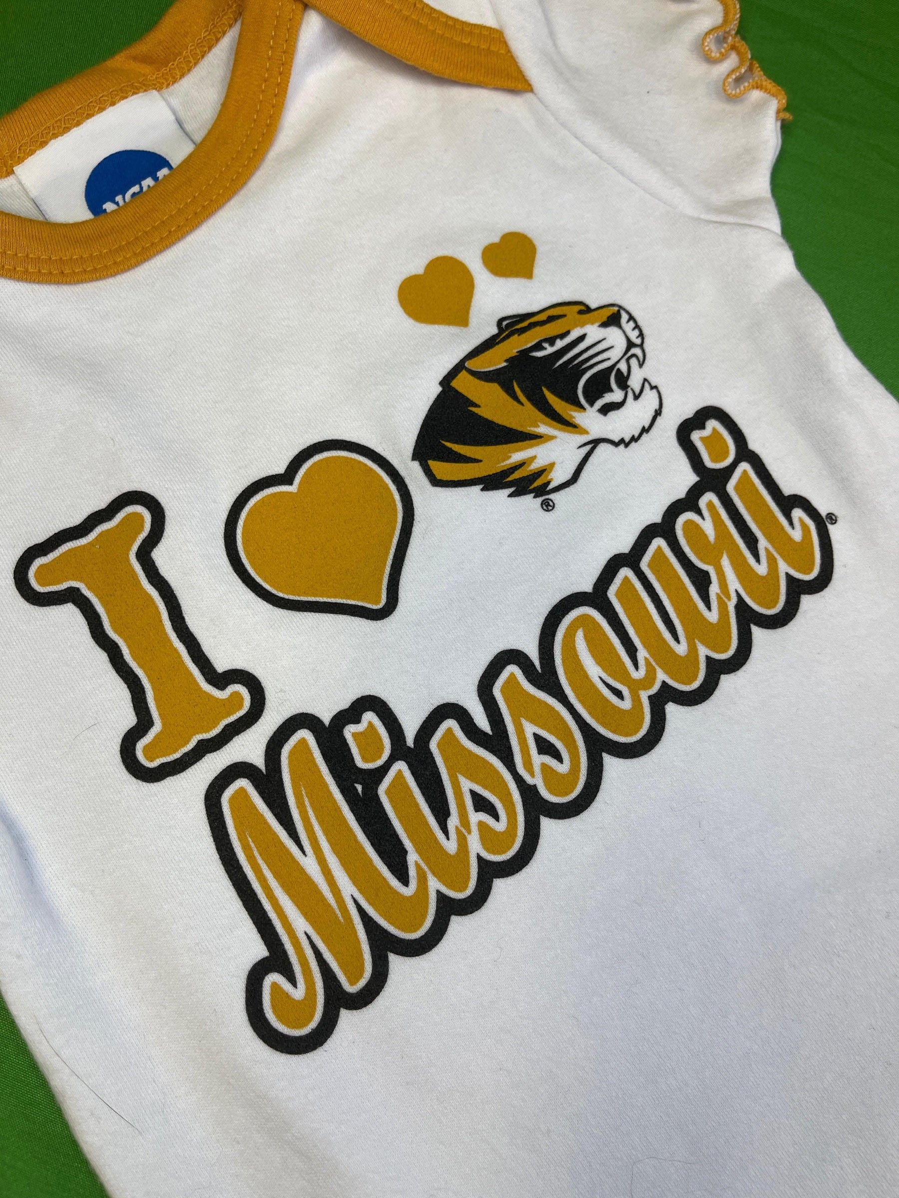 NCAA Missouri Tigers White Bodysuit 3-6 months