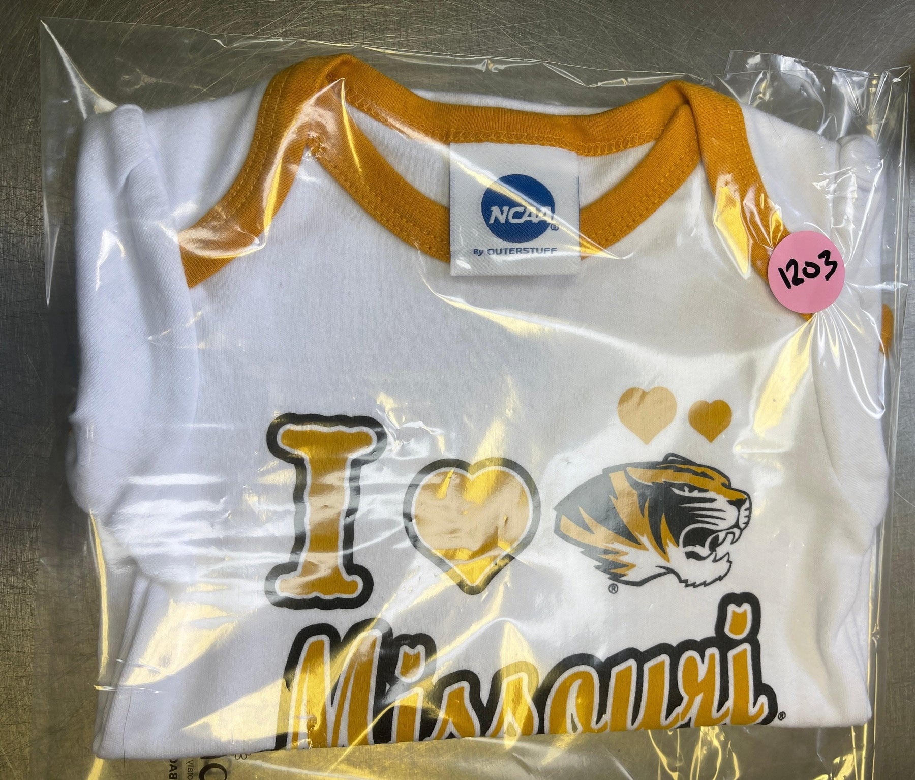 NCAA Missouri Tigers White Bodysuit 3-6 months