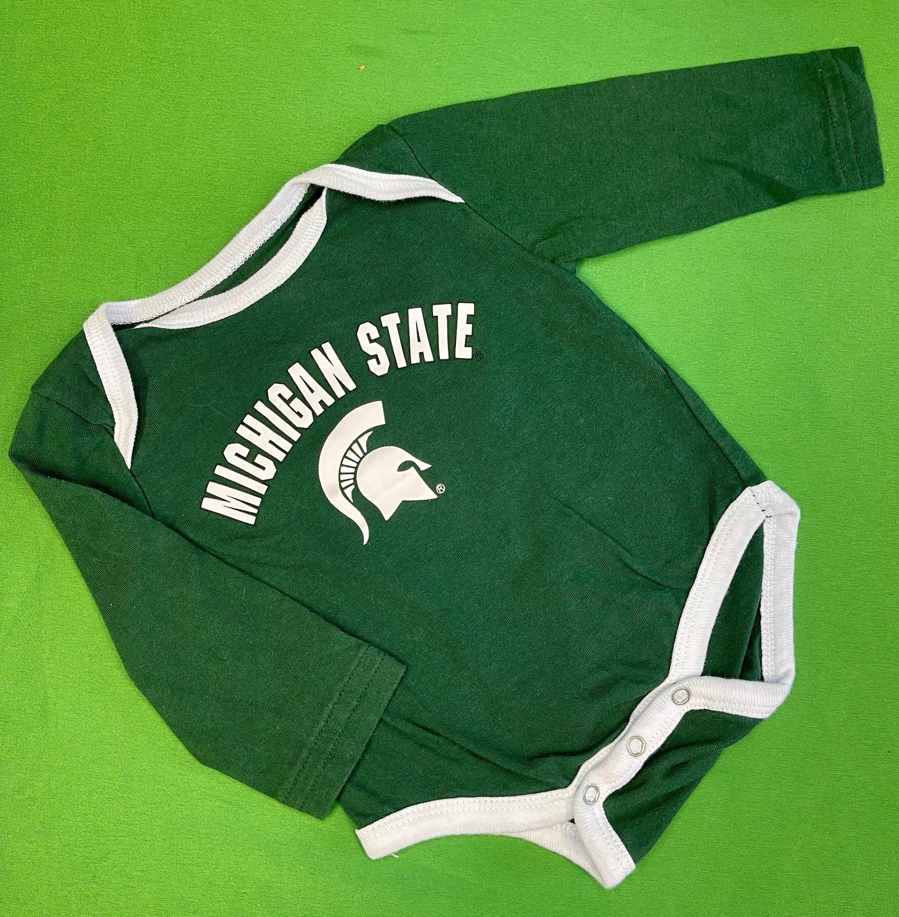 NCAA Michigan State Spartans Green Long Sleeve Bodysuit 0-3 months