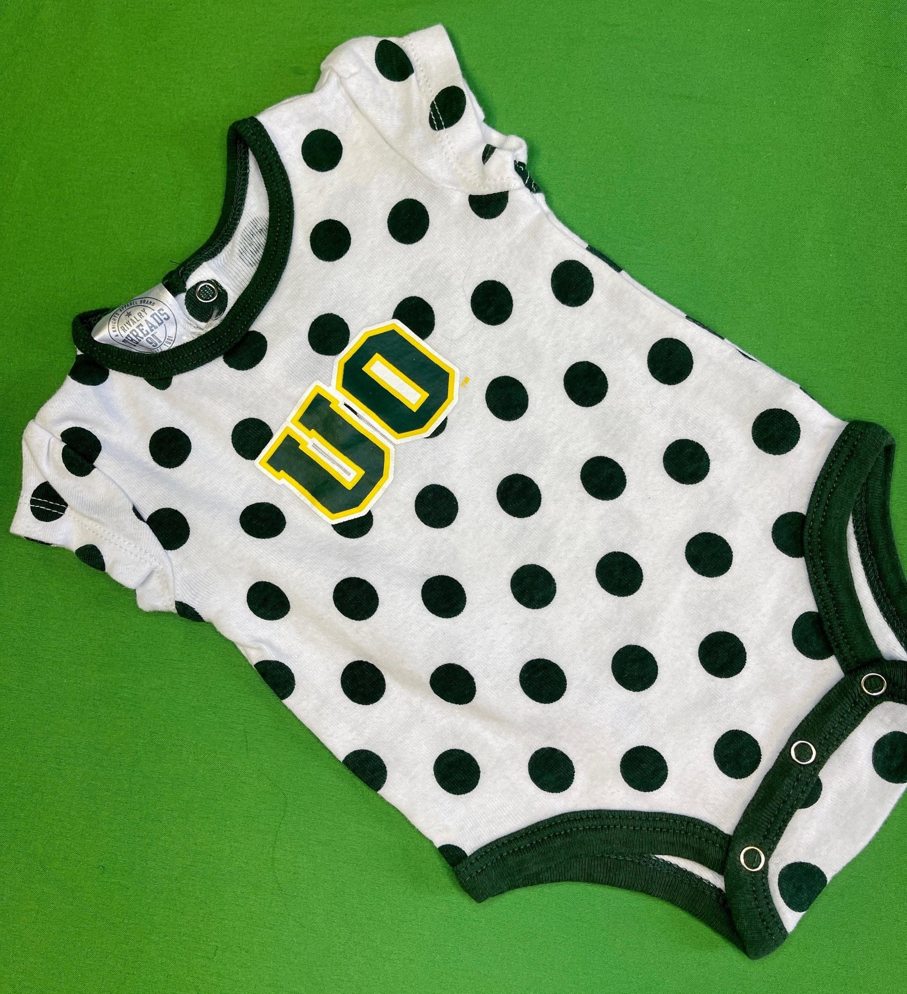 NCAA Oregon Ducks White Polka Dot Bodysuit 0-3 months