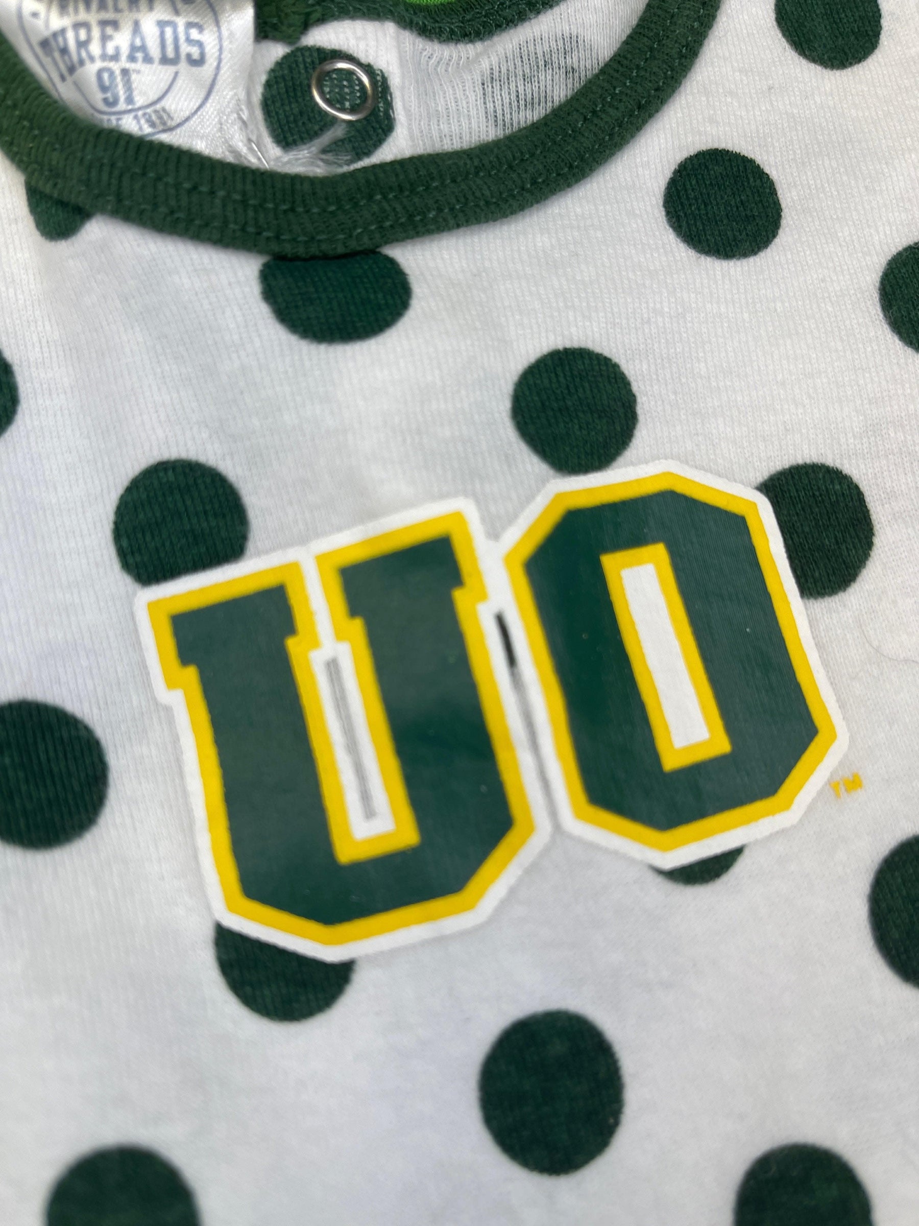 NCAA Oregon Ducks White Polka Dot Bodysuit 0-3 months