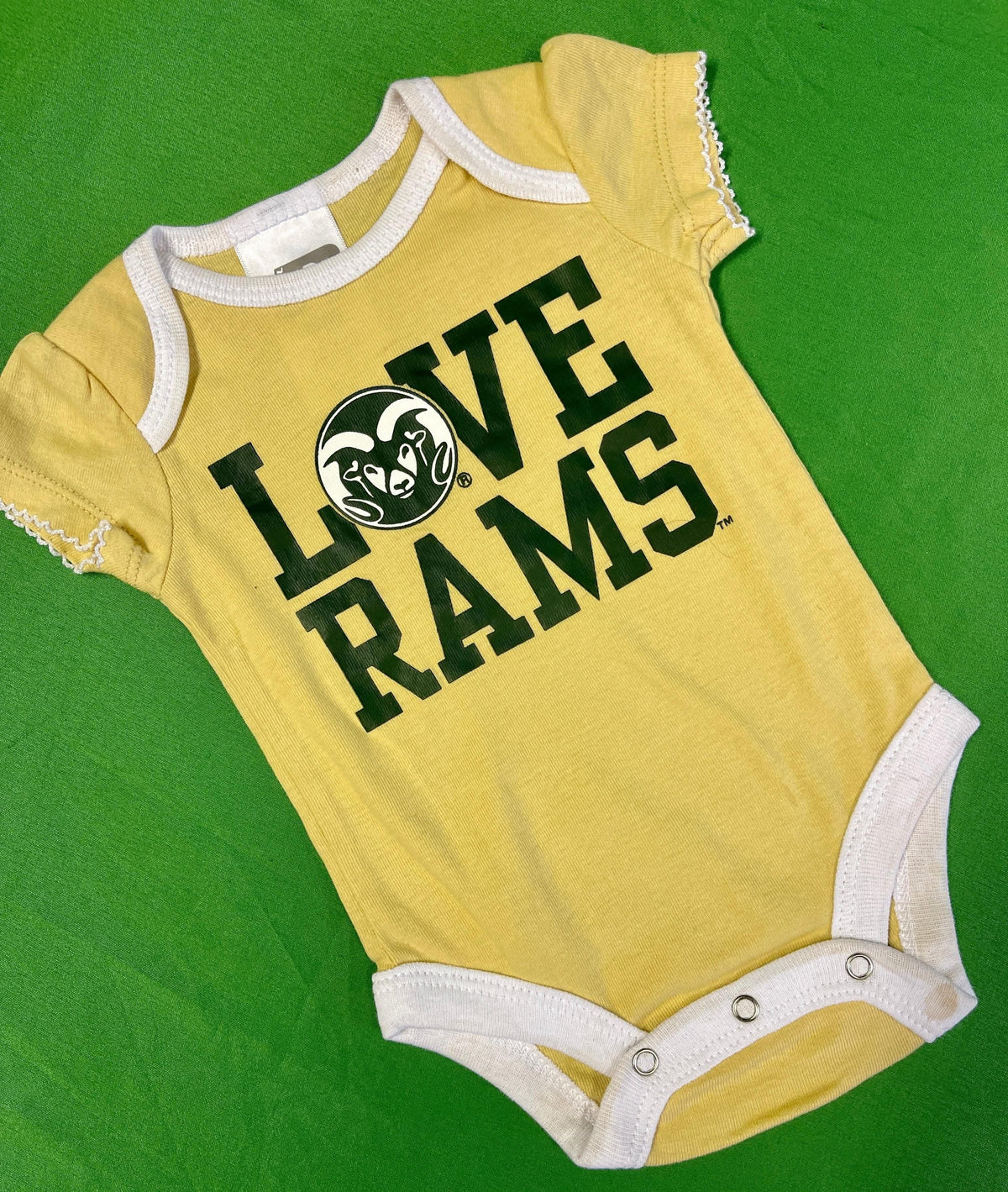 NCAA Colorado State Rams Yellow Cream Bodysuit 0-3 months