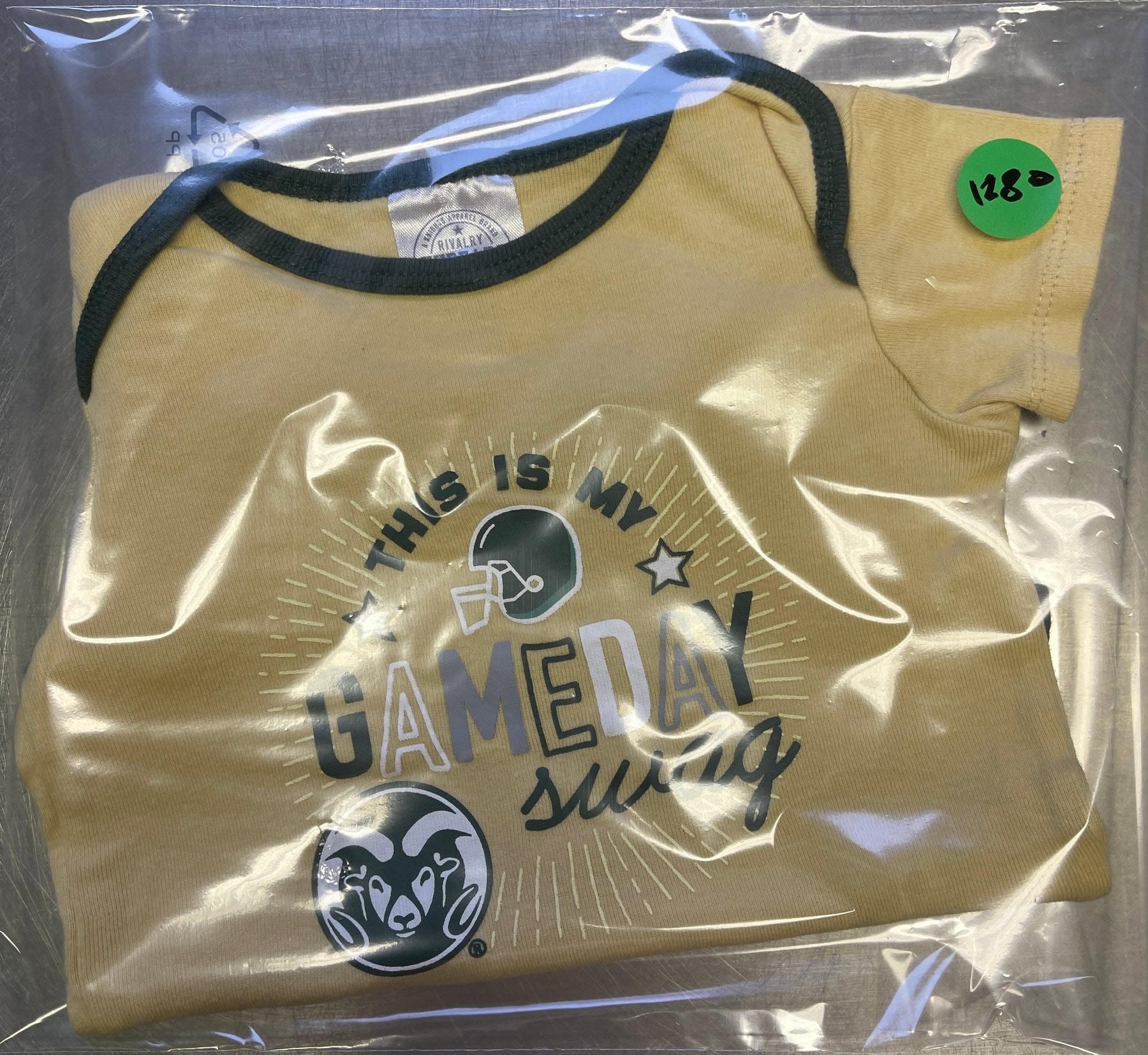 NCAA Colorado State Rams Yellow Cream Bodysuit 6-9 months