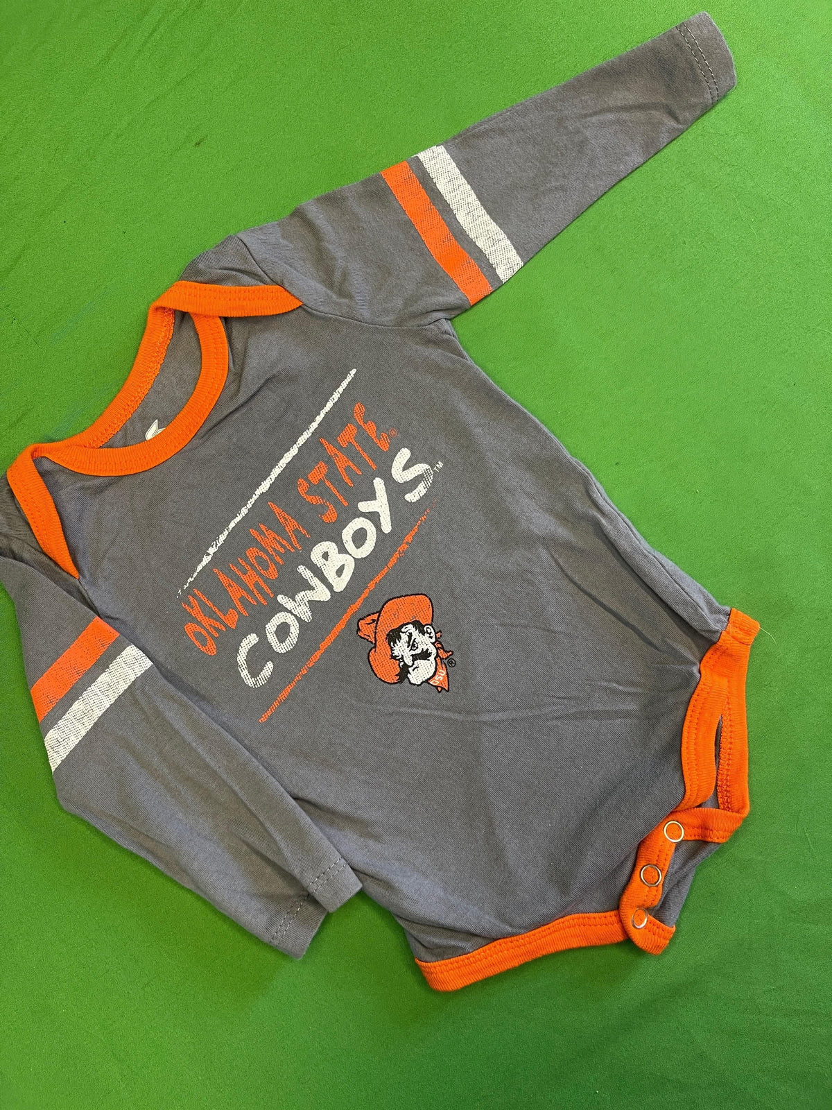 NCAA Oklahoma State Cowboys Grey Long-Sleeve Bodysuit 3-6 months