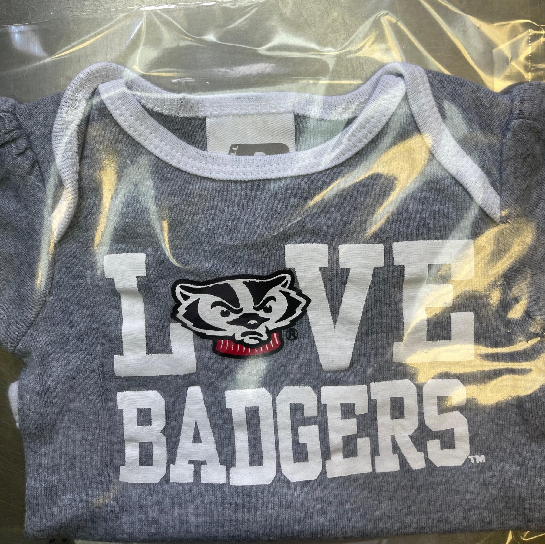 NCAA Wisconsin Badgers Grey Bodysuit 0-3 months
