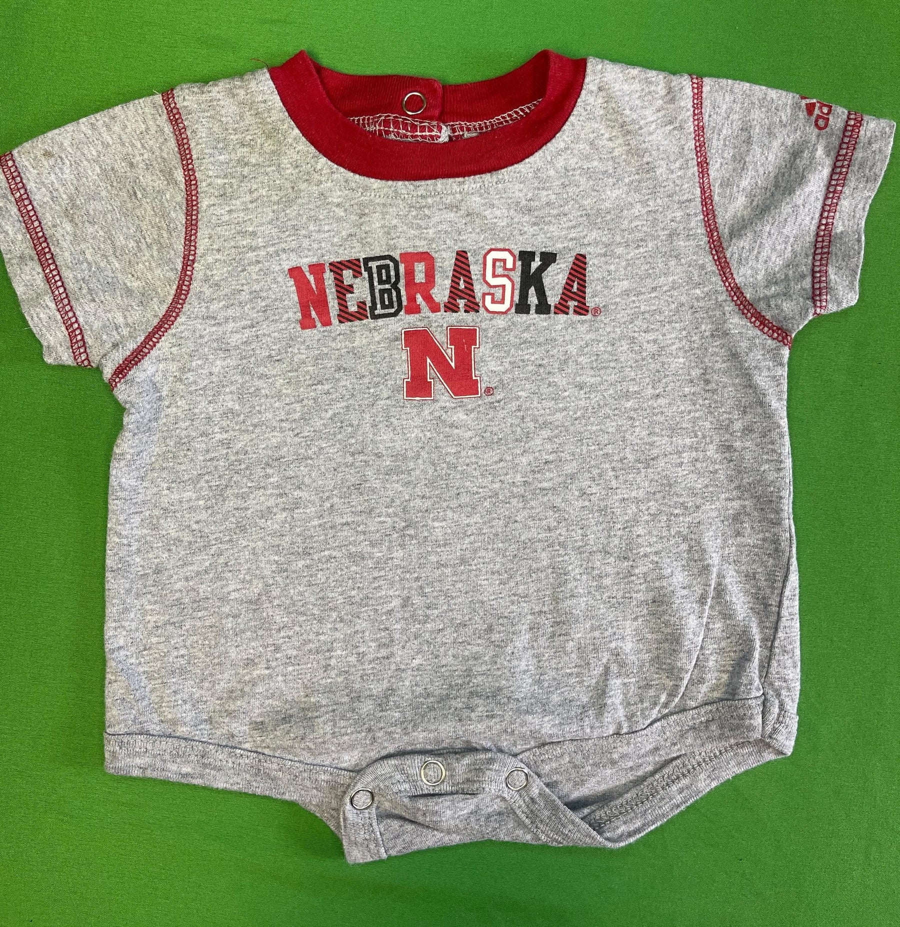 NCAA Nebraska Cornhuskers Adidas Grey Bodysuit 3-6 months