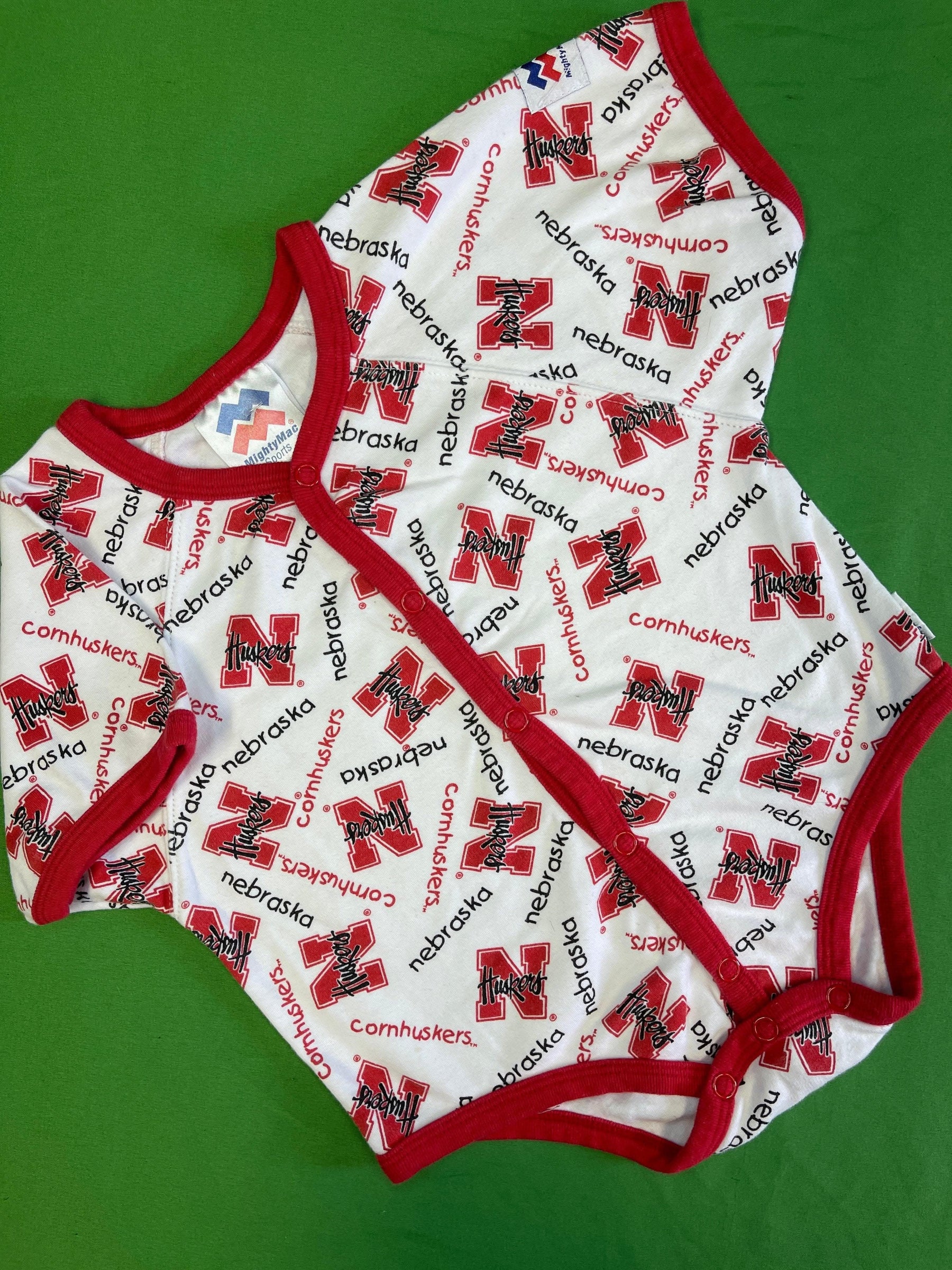 NCAA Nebraska Cornhuskers White Patterned Bodysuit 24 months