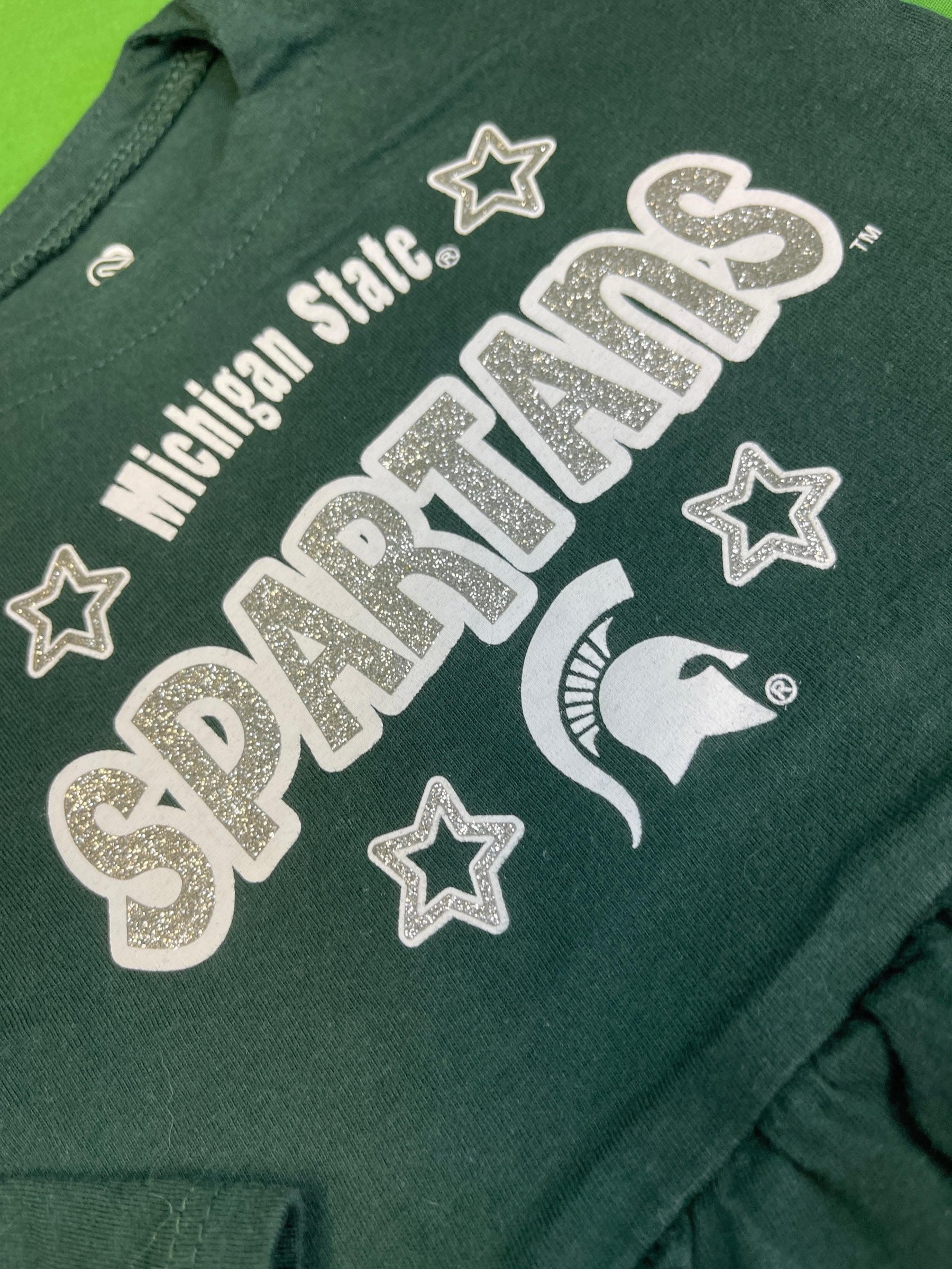 NCAA Michigan State Spartans Green L/S Infant Baby Ruffle Bodysuit 0-3 months