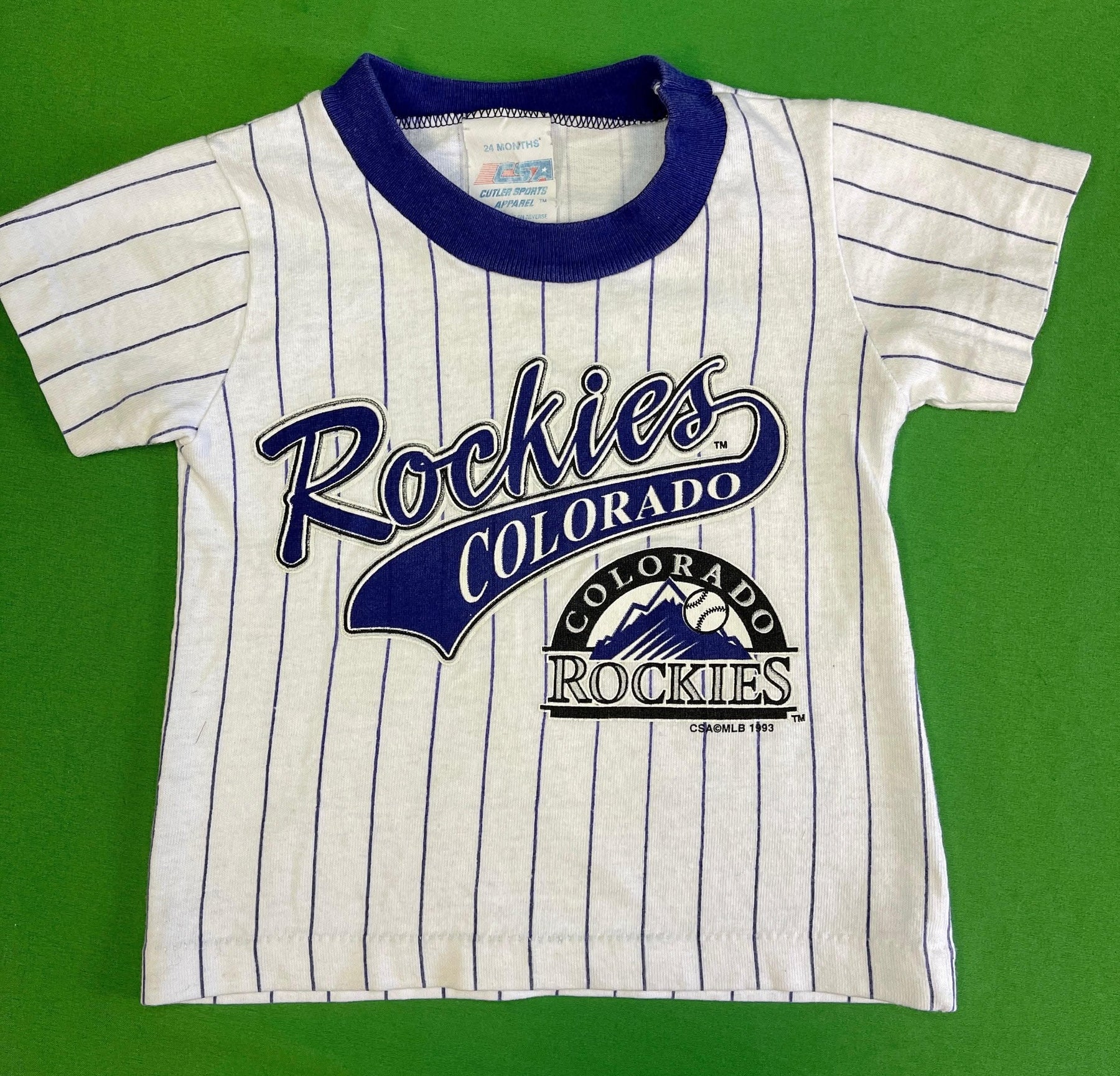 MLB Colorado Rockies White & Purple Pinstripe T-shirt 24 months