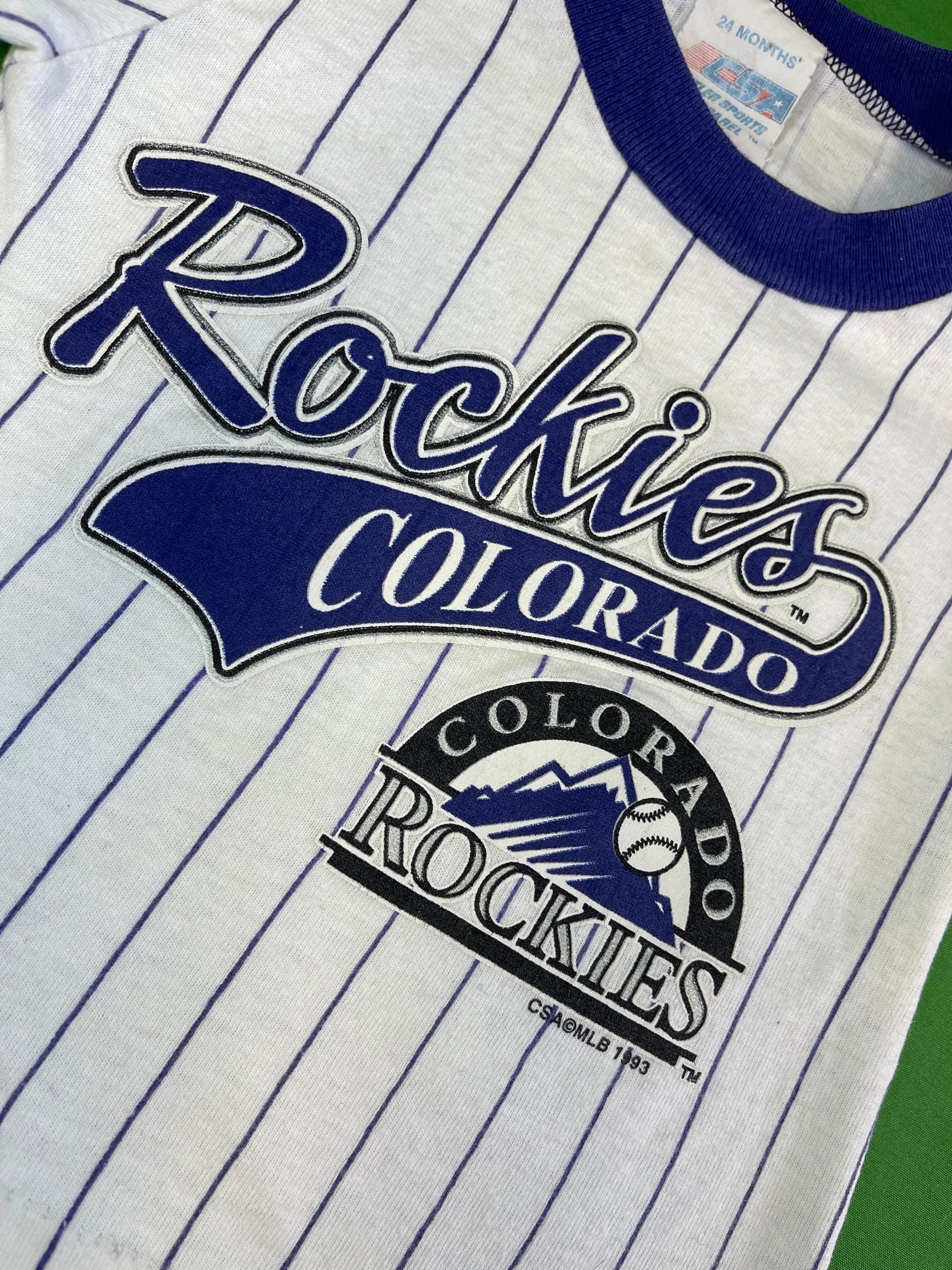 MLB Colorado Rockies White & Purple Pinstripe T-shirt 24 months