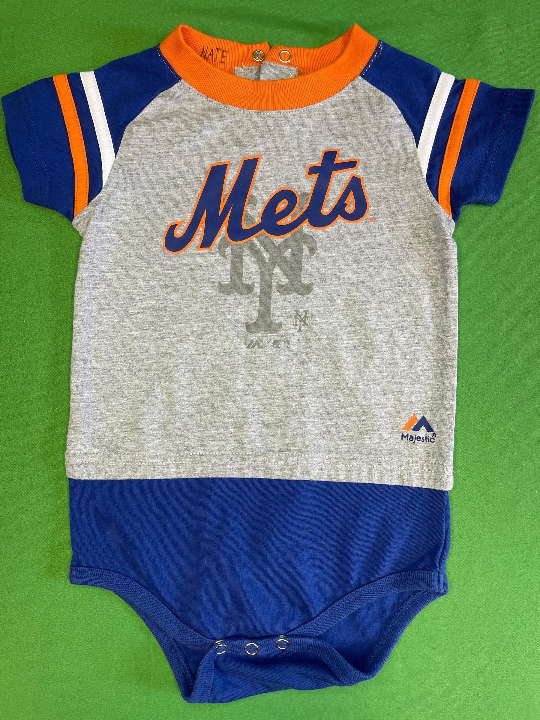 MLB New York Mets Grey Colourblock One-piece Bodysuit 24 months