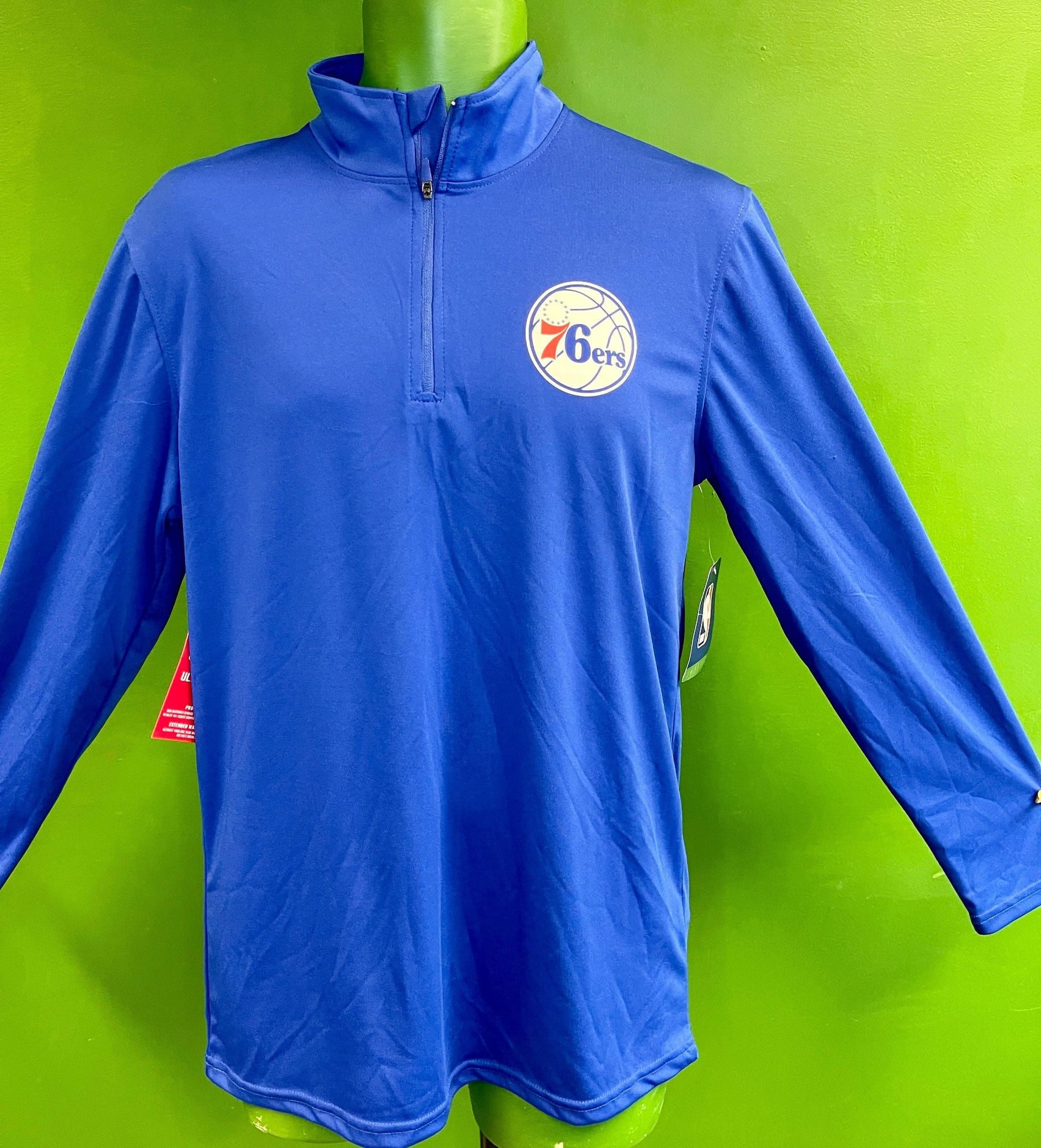NBA Philadelphia 76ers 1/4 Zip Pullover Top L/S Men's Small NWT