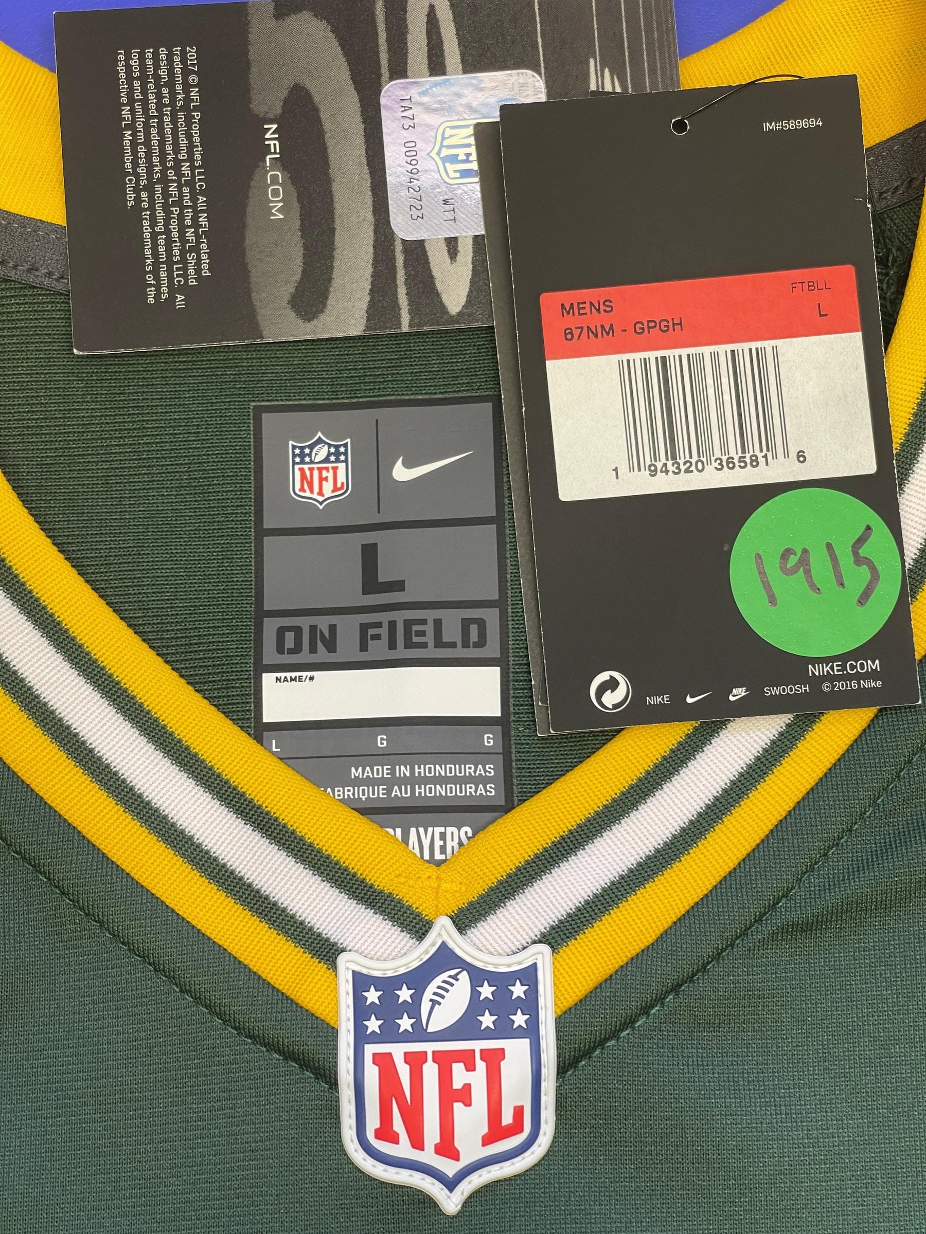 NFL Green Bay Packers Aaron Rodgers #12 Game Jersey Men's Large NWT