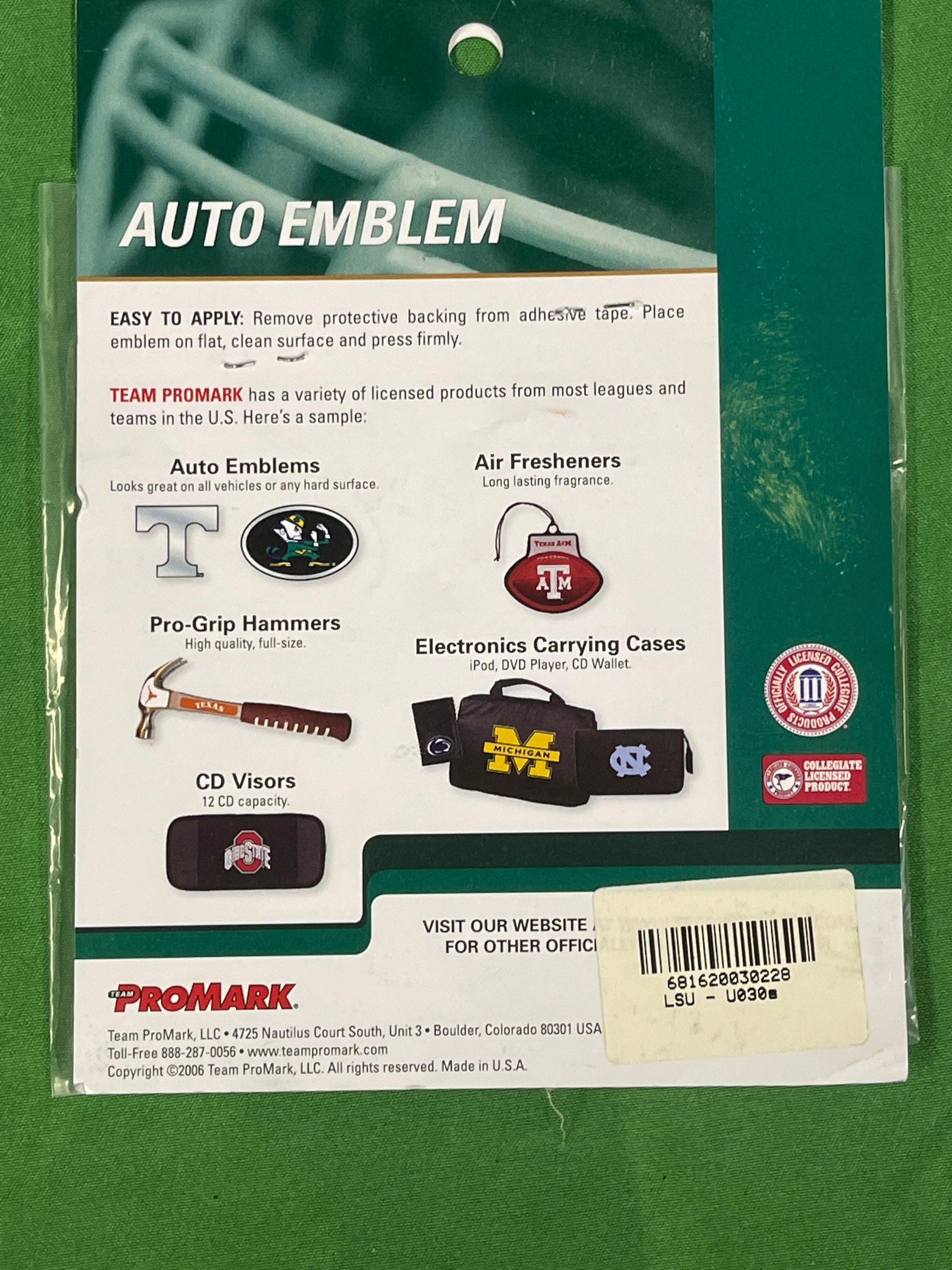 NCAA Louisiana State LSU Tigers Metallic Auto Emblem NWT