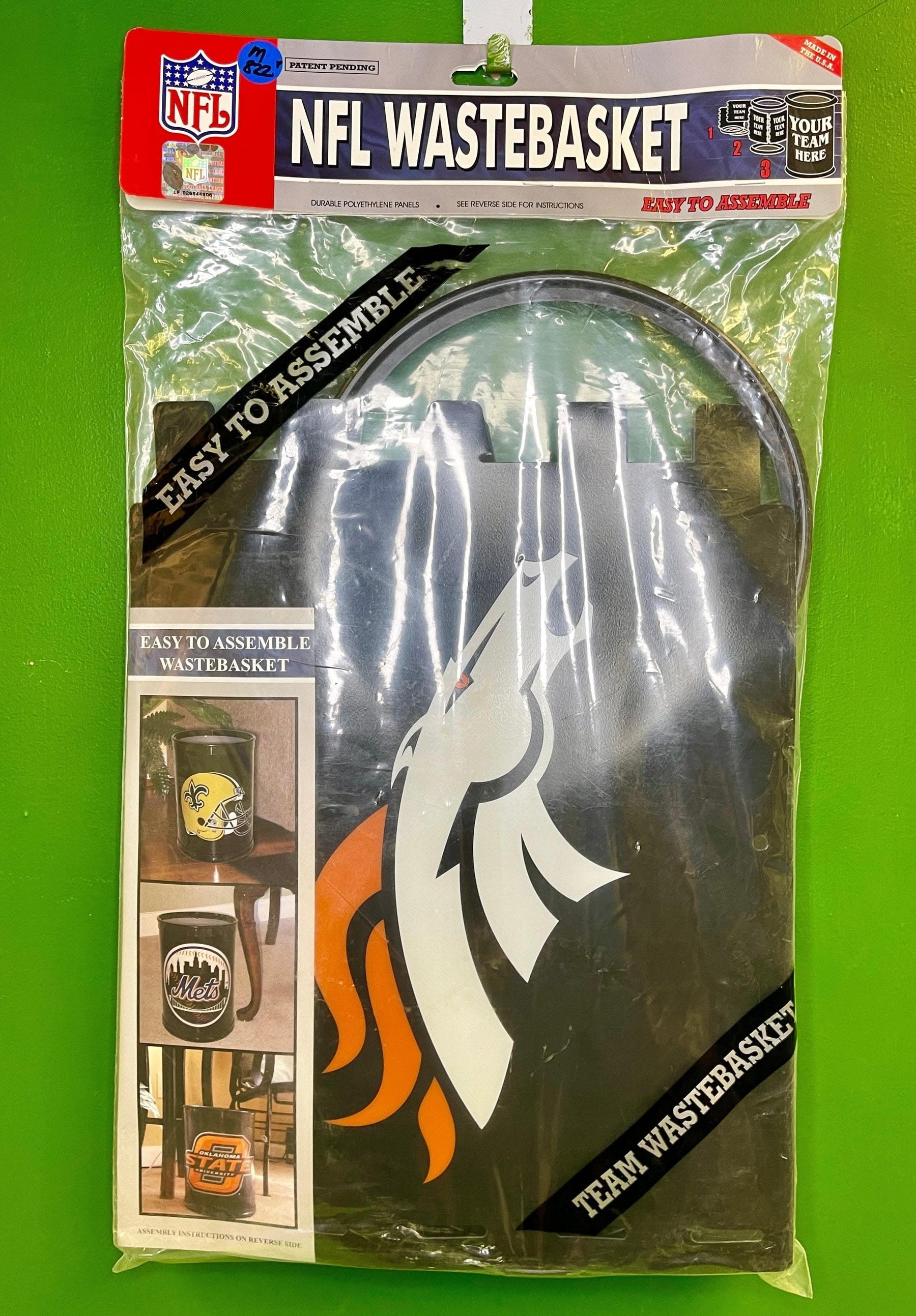 NFL Denver Broncos Easy to Assemble Vinyl Small Dustbin NWT