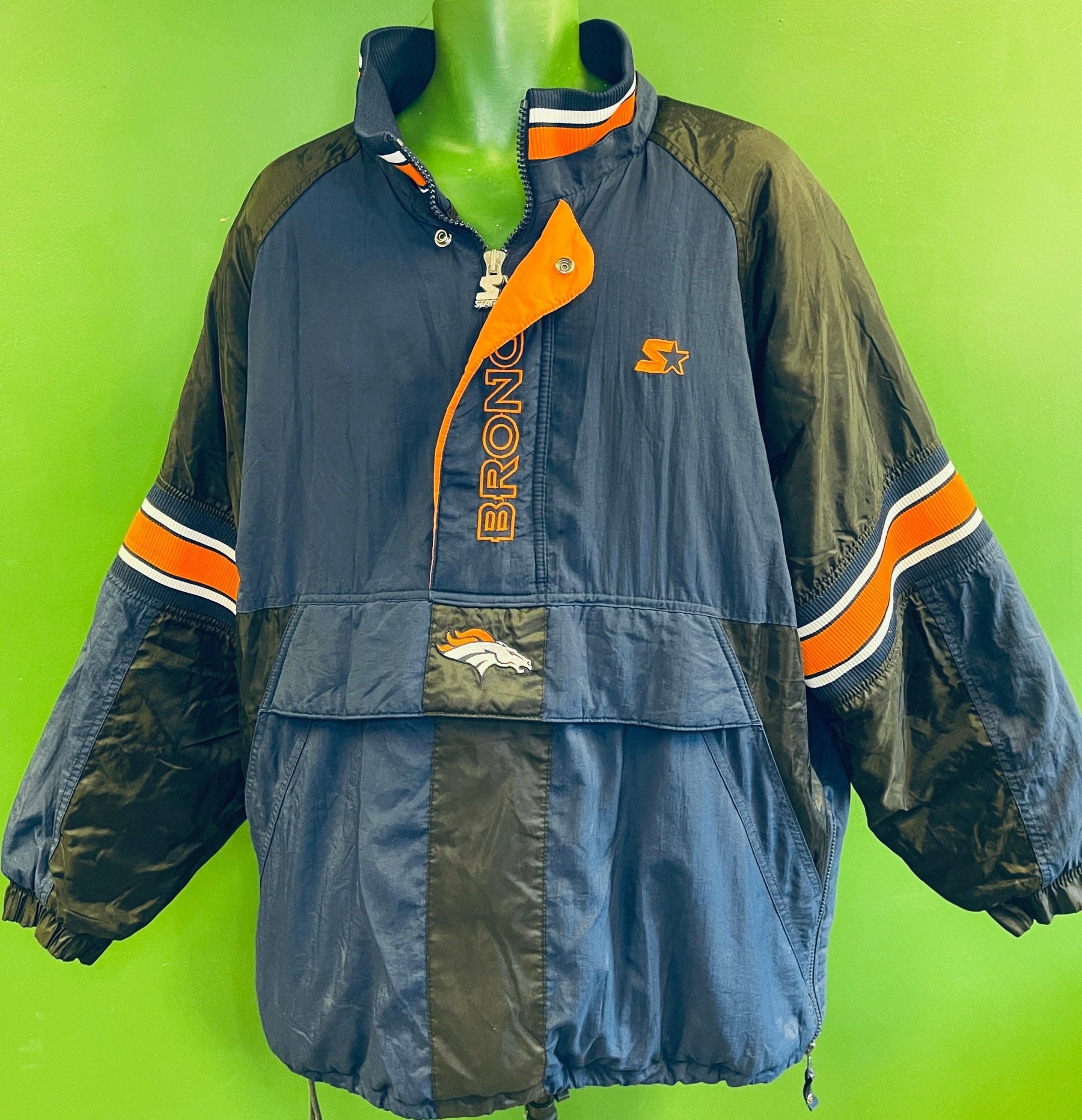 NFL Denver Broncos Pro Line Starter Vintage 1/2 Zip Jacket Coat Men's X-Large