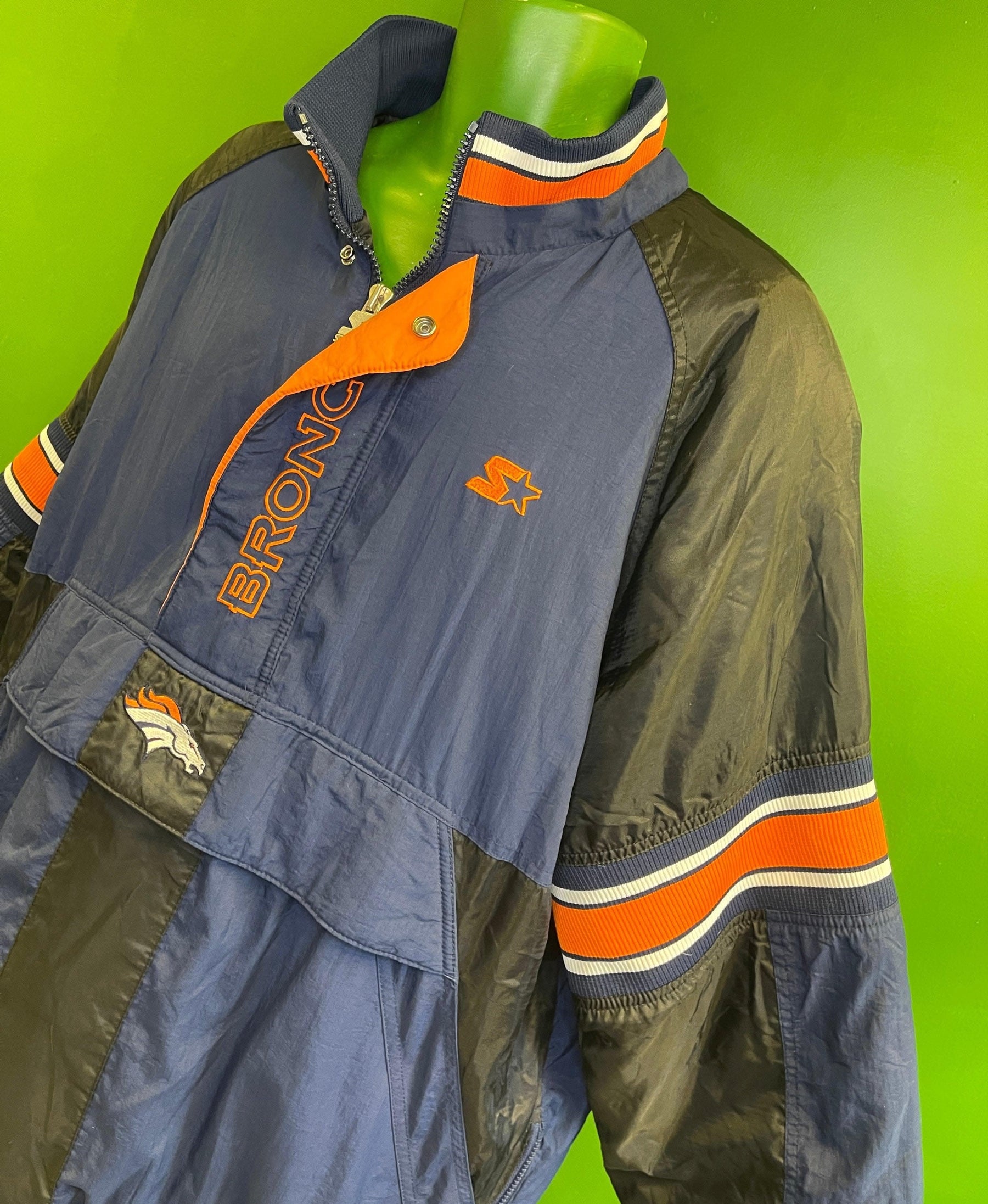 NFL Denver Broncos Pro Line Starter Vintage 1/2 Zip Jacket Coat Men's X-Large
