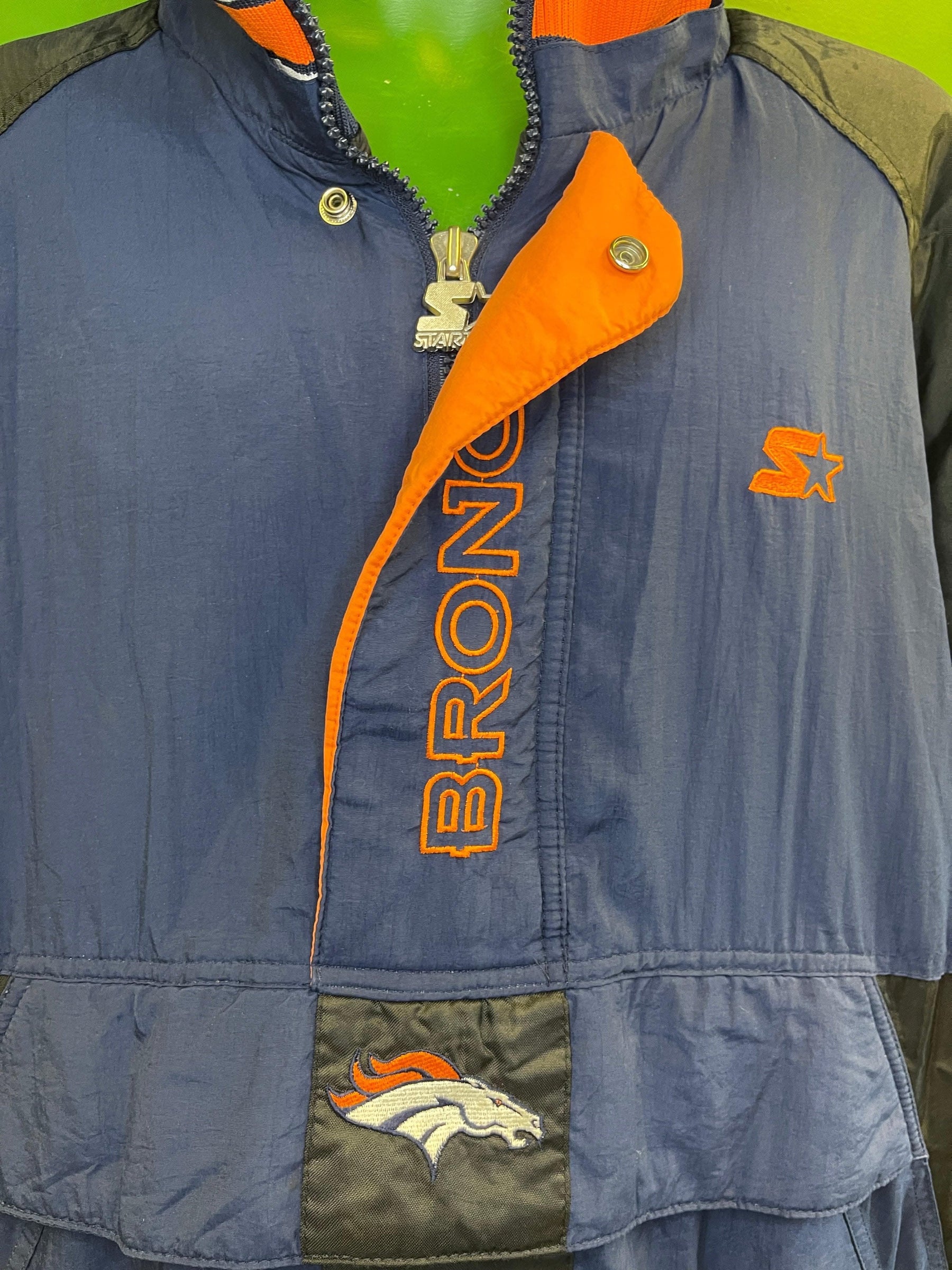 NFL Denver Broncos Pro Line Starter Vintage 1/2 Zip Jacket Coat Men's X-Large