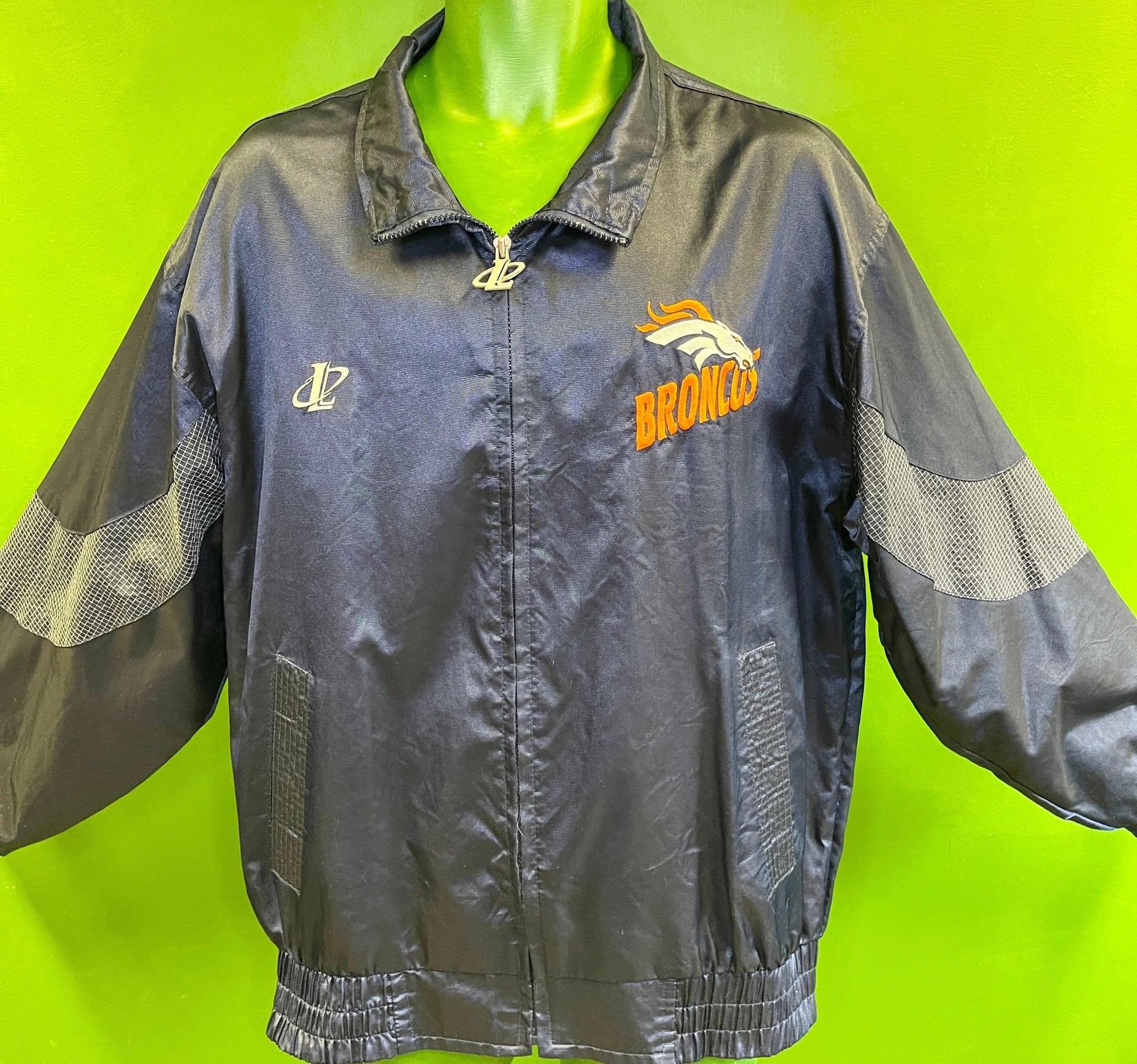 NFL Denver Broncos Logo Athletic Pro Line Windbreaker Jacket Men's Large