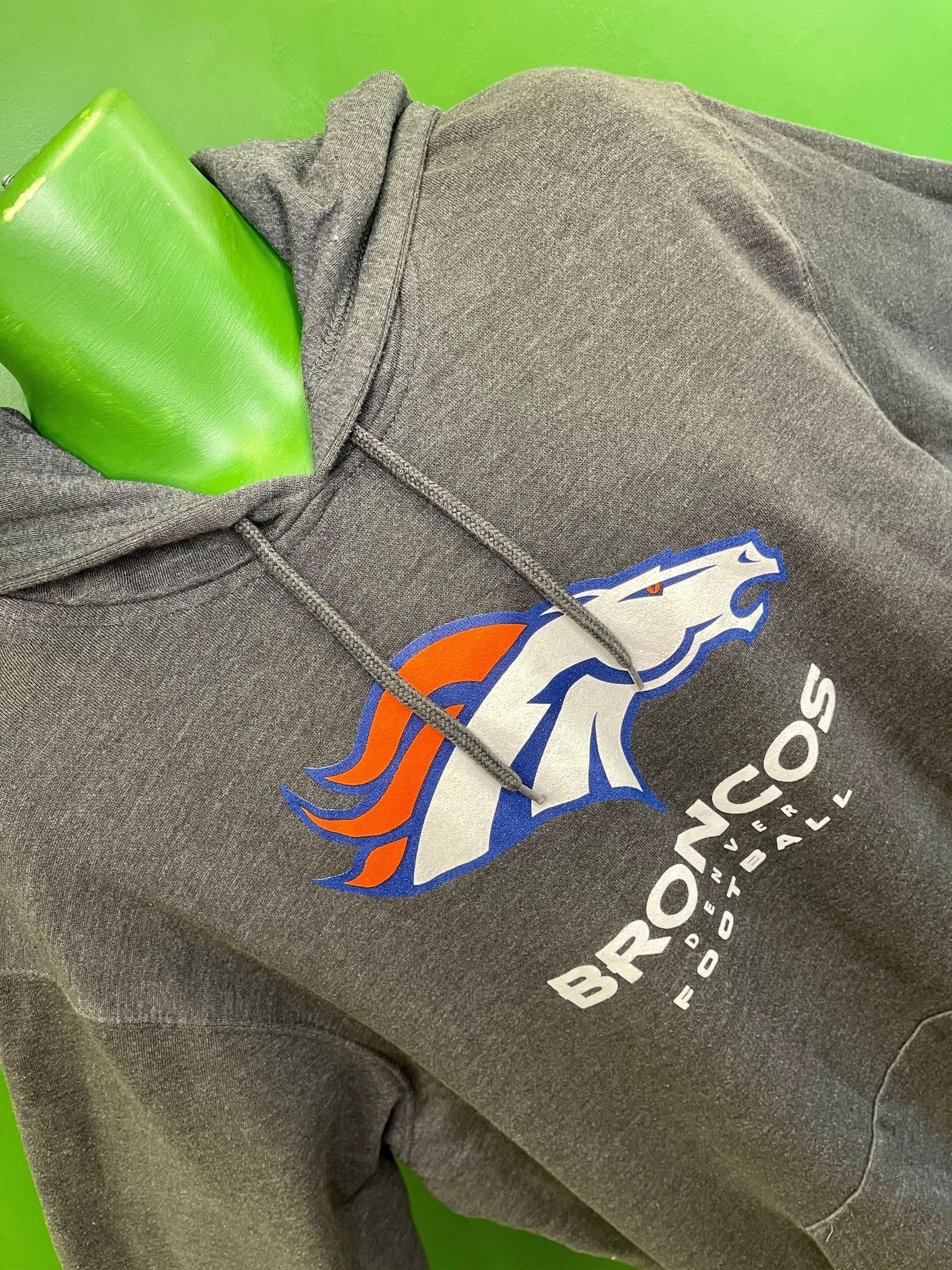 NFL Denver Broncos Charcoal Grey Hoodie Men's X-Large