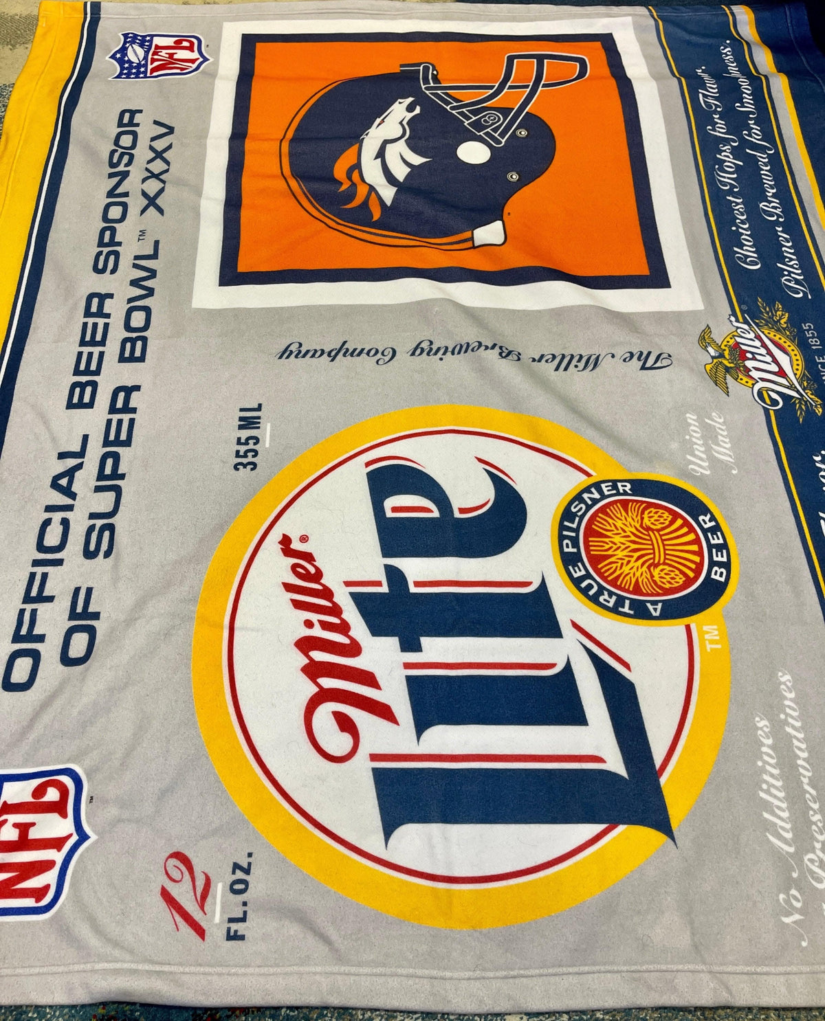 NFL Denver Broncos Miller Lite Advertising Blanket Wall Decoration