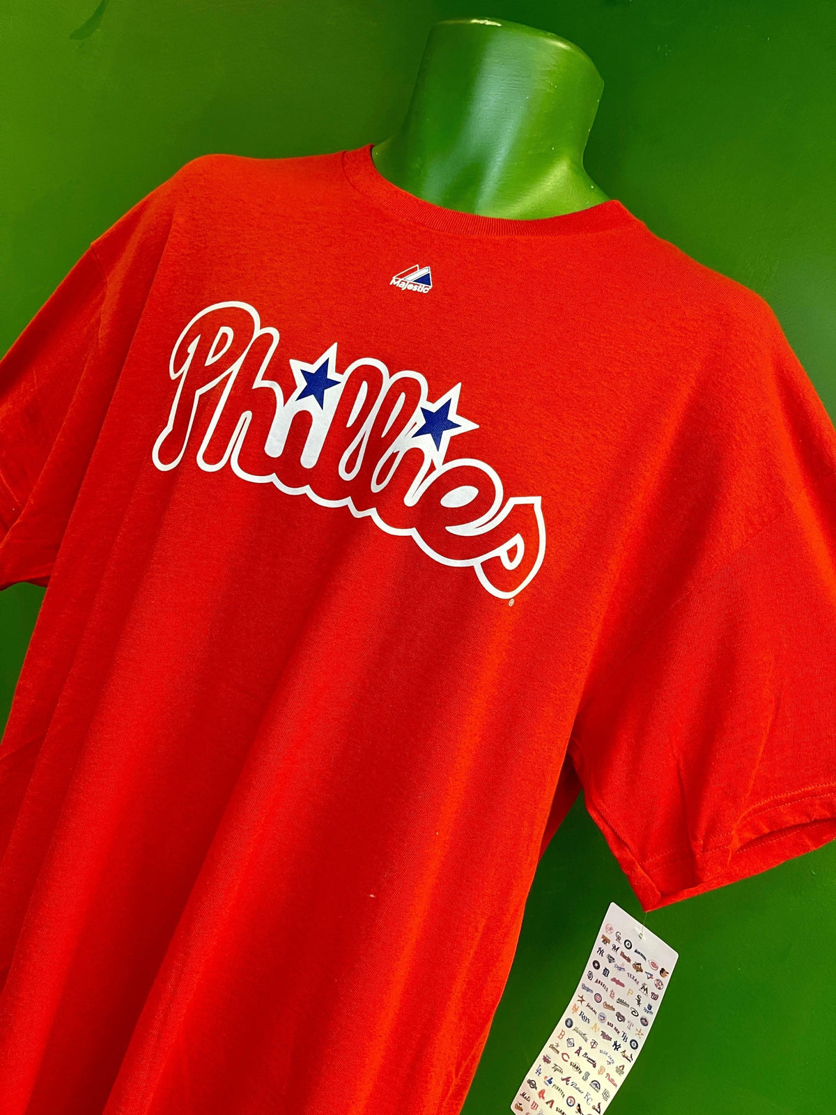 MLB Philadelphia Phillies Majestic Wordmark T-Shirt Men's Large NWT