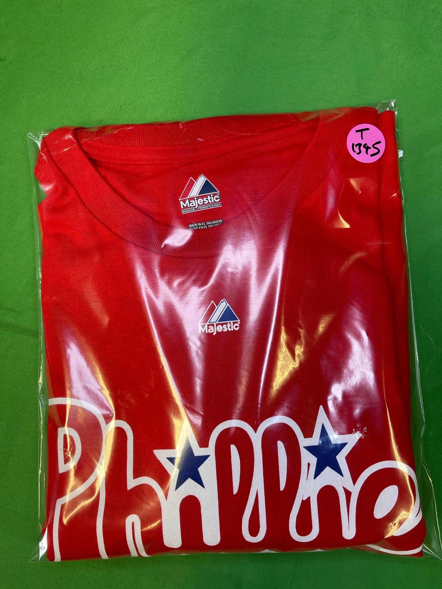 MLB Philadelphia Phillies Majestic Wordmark T-Shirt Men's Large NWT