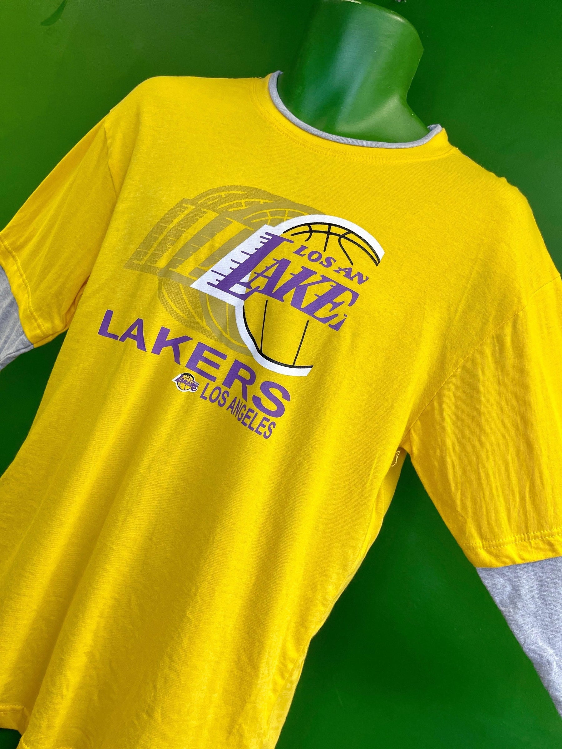 NBA LA Lakers Majestic Hardwood Classics Double Layer L/S T-Shirt Youth X-Large NWT