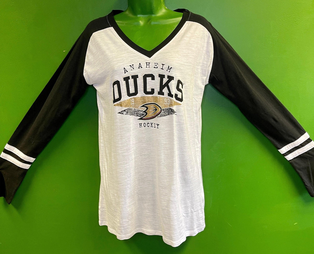 NHL Anaheim Ducks L/S V-Neck 100% Cotton T-Shirt Women's Large NWT