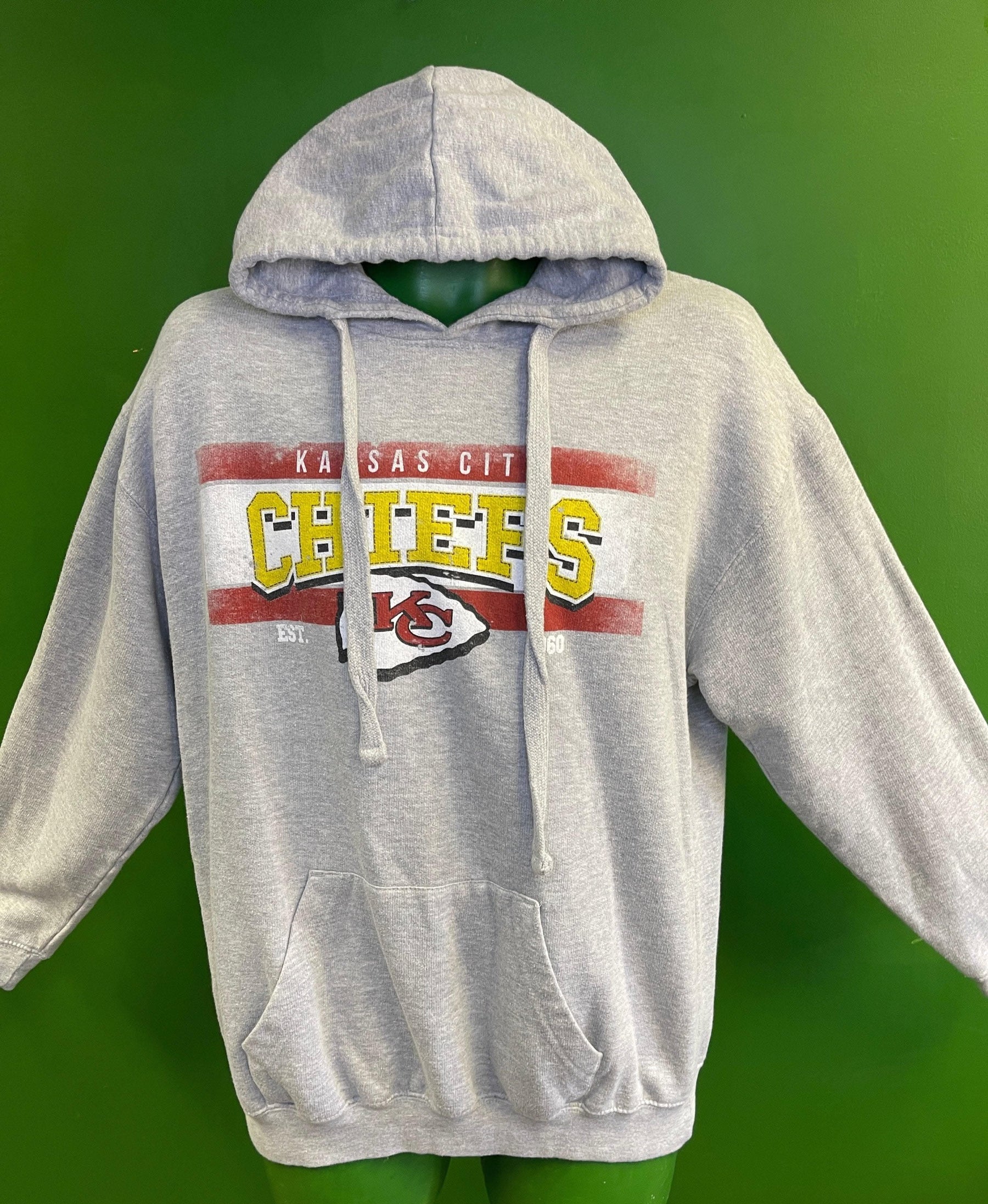 NFL Kansas City Chiefs Weathered Grey Pullover Hoodie Men's Large