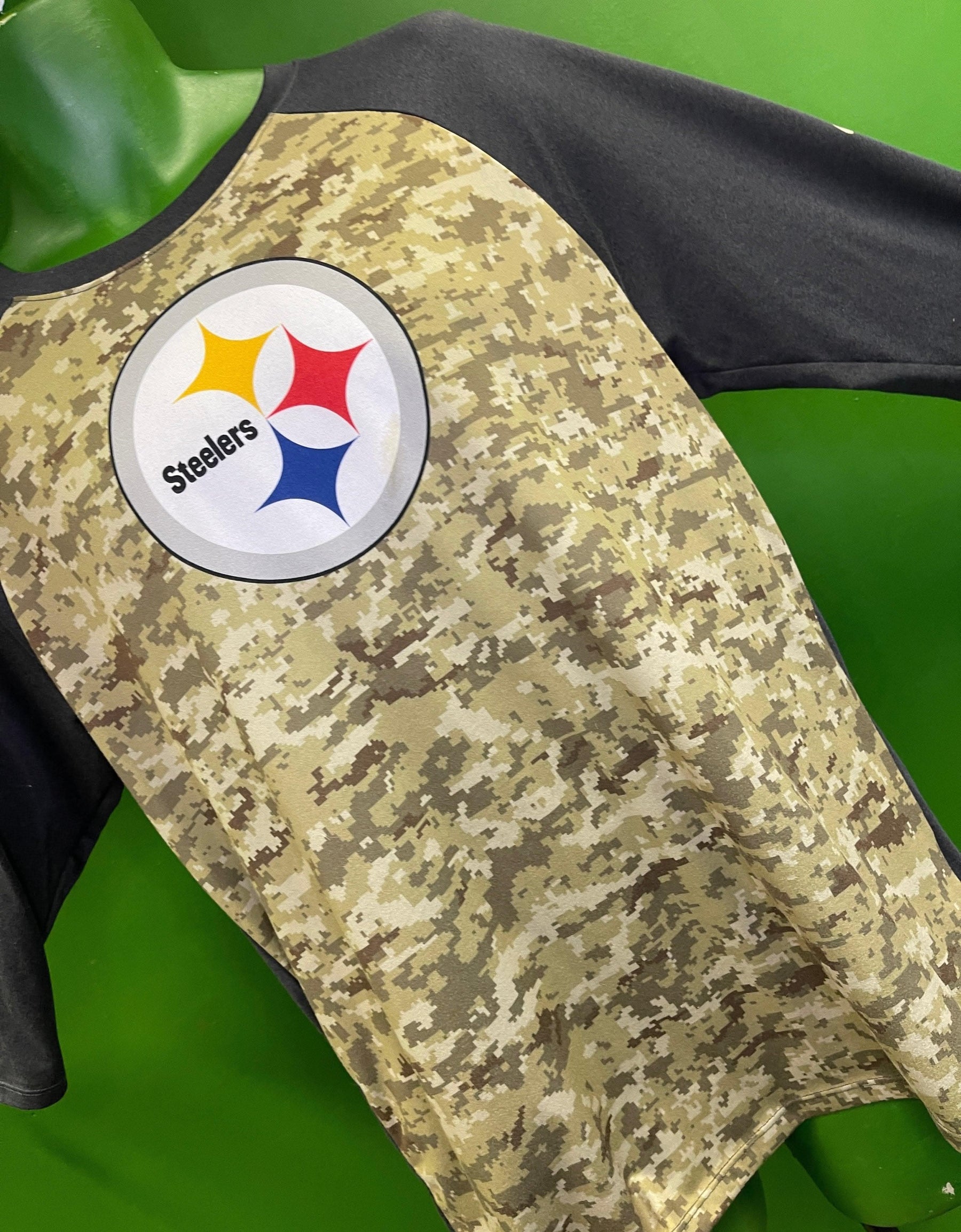 NFL Pittsburgh Steelers Salute to Service 3/4 Sleeve T-Shirt Men's Large
