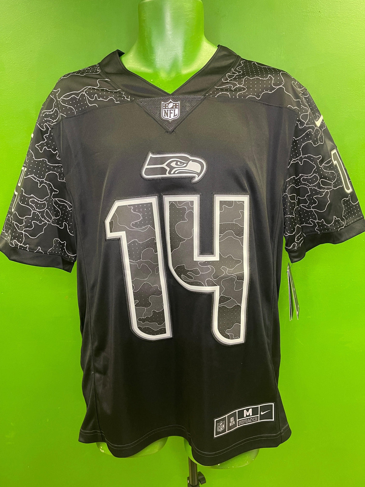 NFL Seattle Seahawks Metcalf #14 Reflective Black Limited Jersey Men's Medium NWT