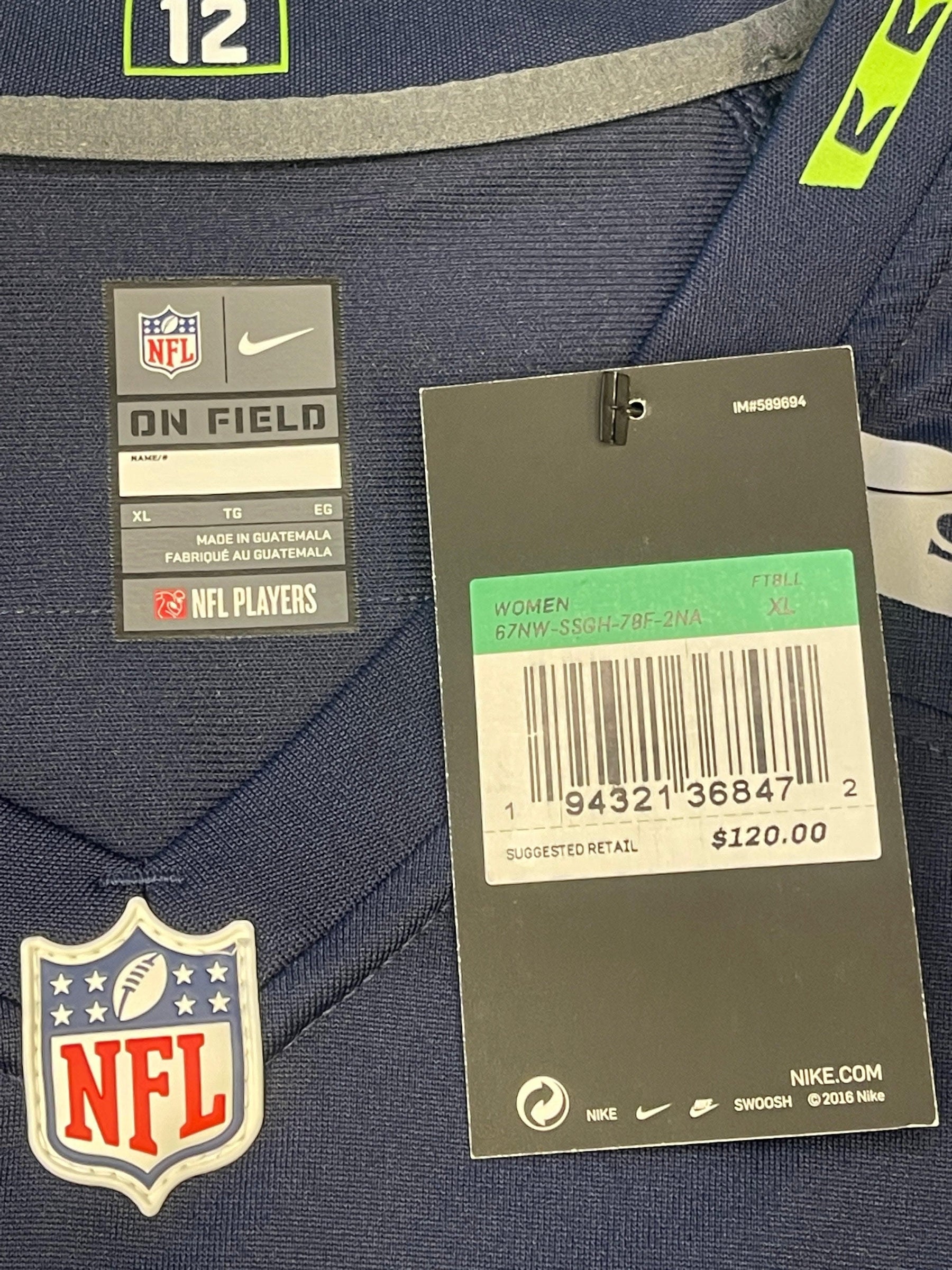 NFL Seattle Seahawks Russell Wilson #3 Game Jersey Women's X-Large NWT