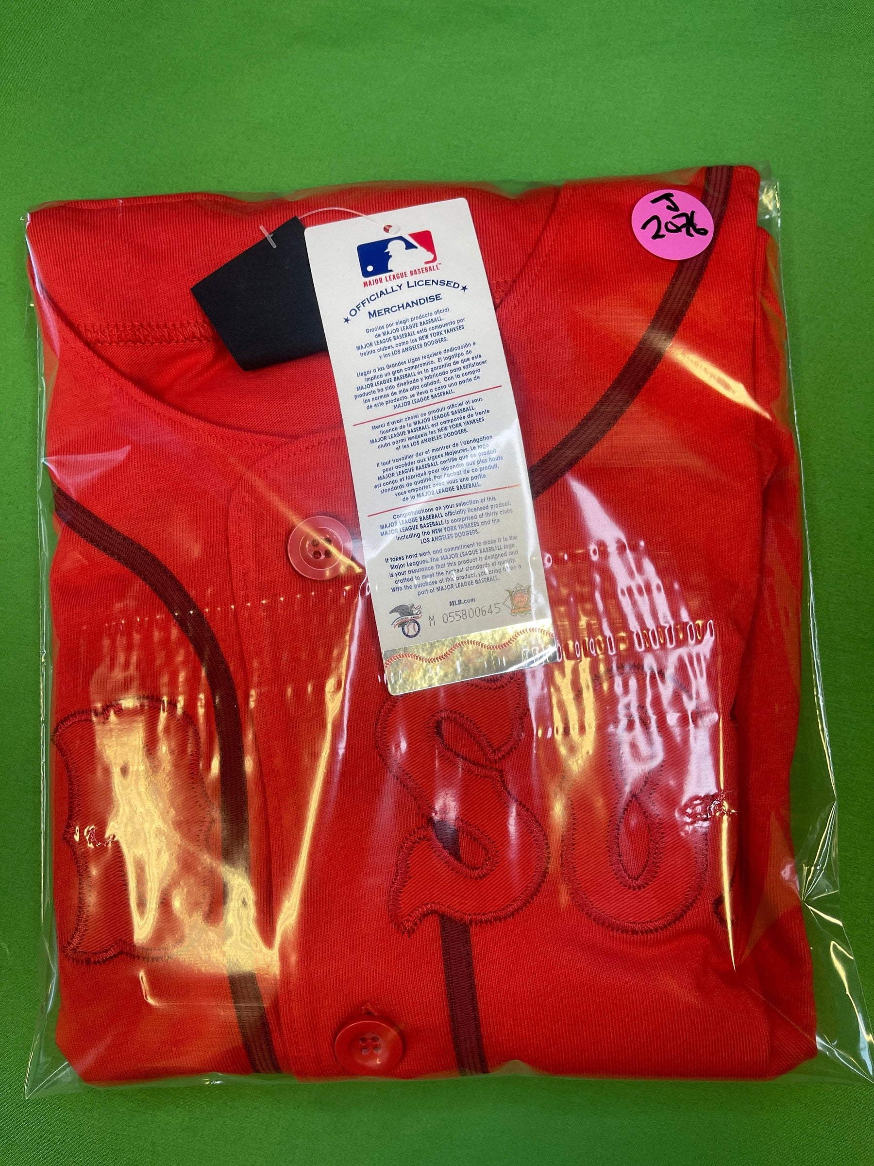 MLB Boston Red Sox Cotton Team Jersey Red on Red Men's Medium NWT