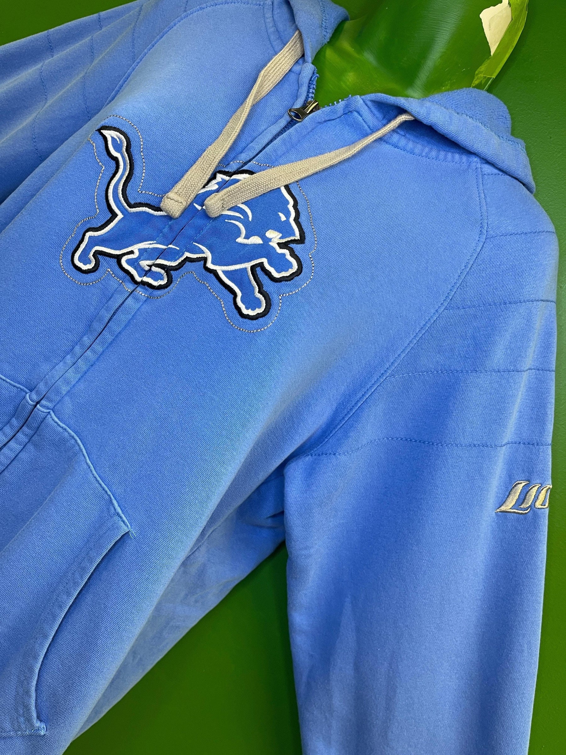 NFL Detroit Lions Majestic Old School Stitched Full Zip Hoodie Jacket Women's Medium