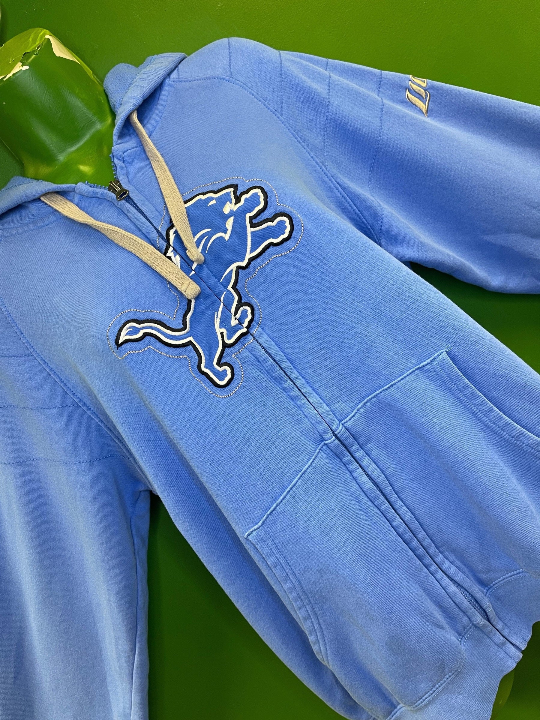 NFL Detroit Lions Majestic Old School Stitched Full Zip Hoodie Jacket Women's Medium