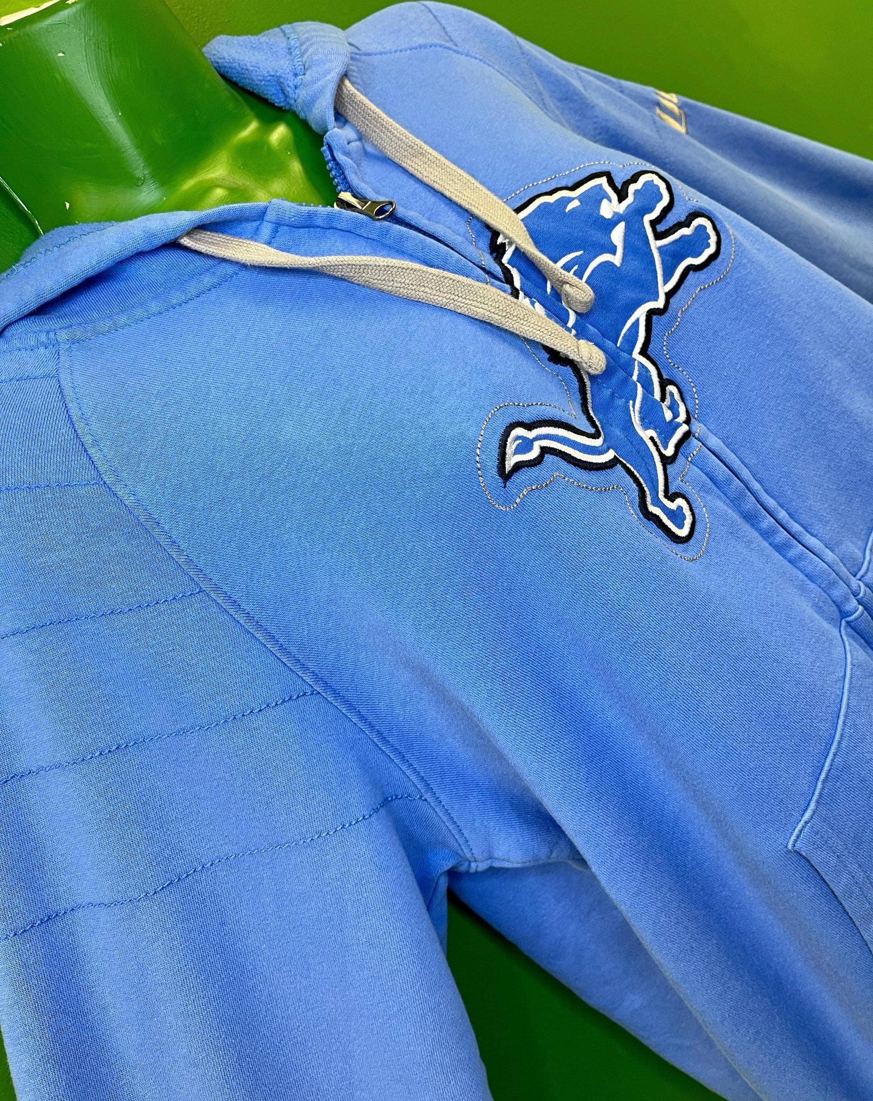 NFL Detroit Lions Majestic Old School Stitched Full Zip Hoodie Jacket Women's Medium