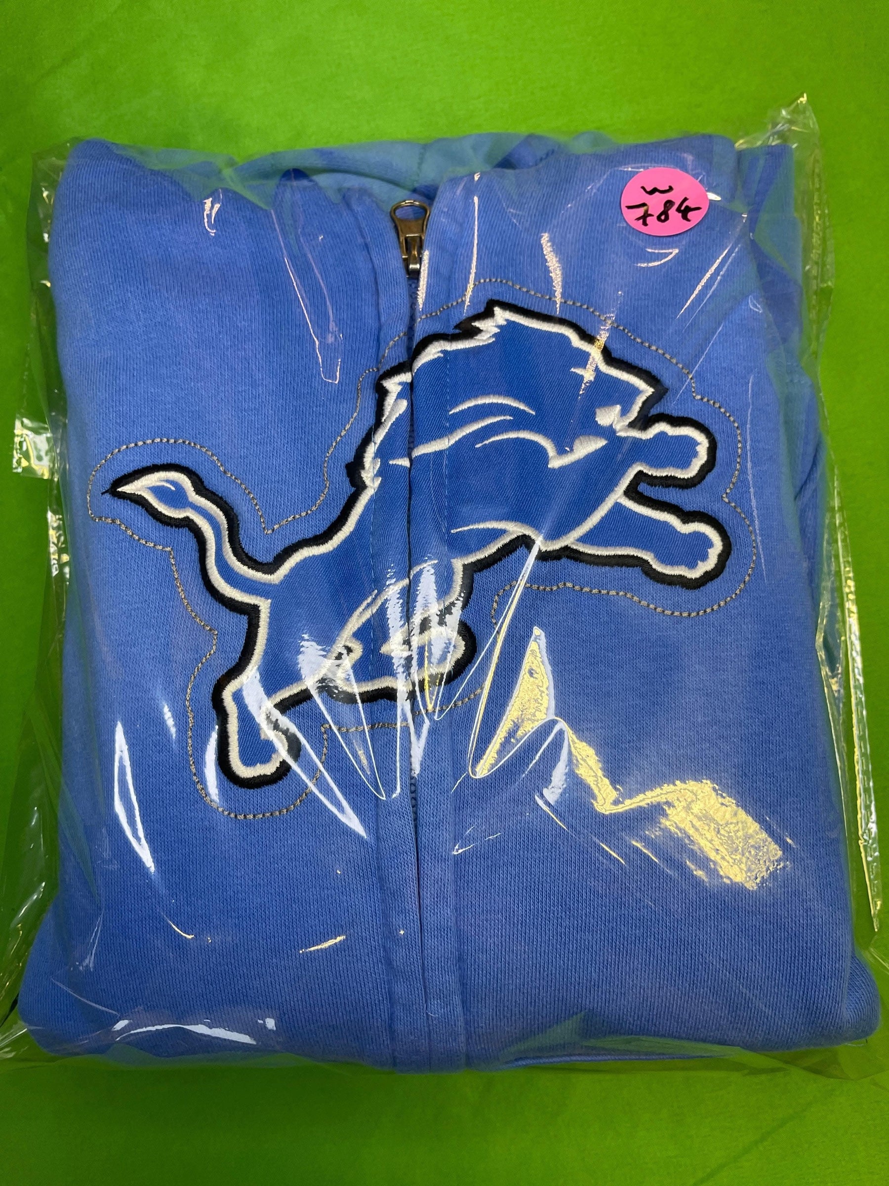 NFL Detroit Lions Majestic Old School Stitched Full Zip Hoodie Jacket Women's Medium