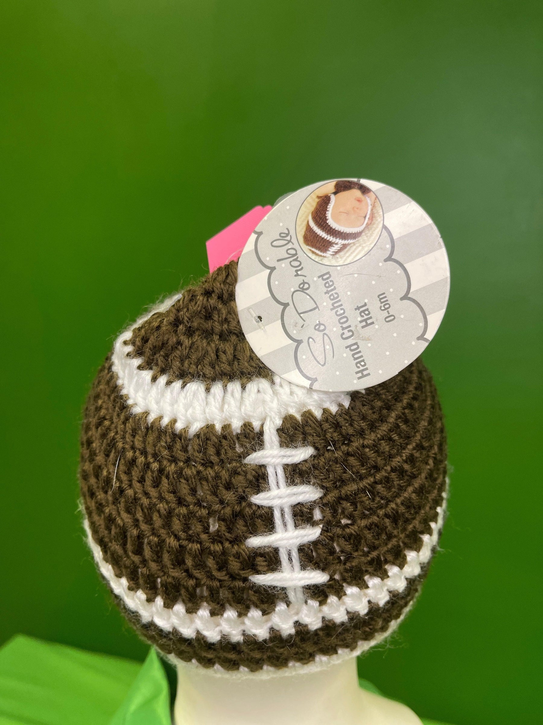 American Football Handmade Crocheted Winter Hat/Beanie Baby 0-6 Months
