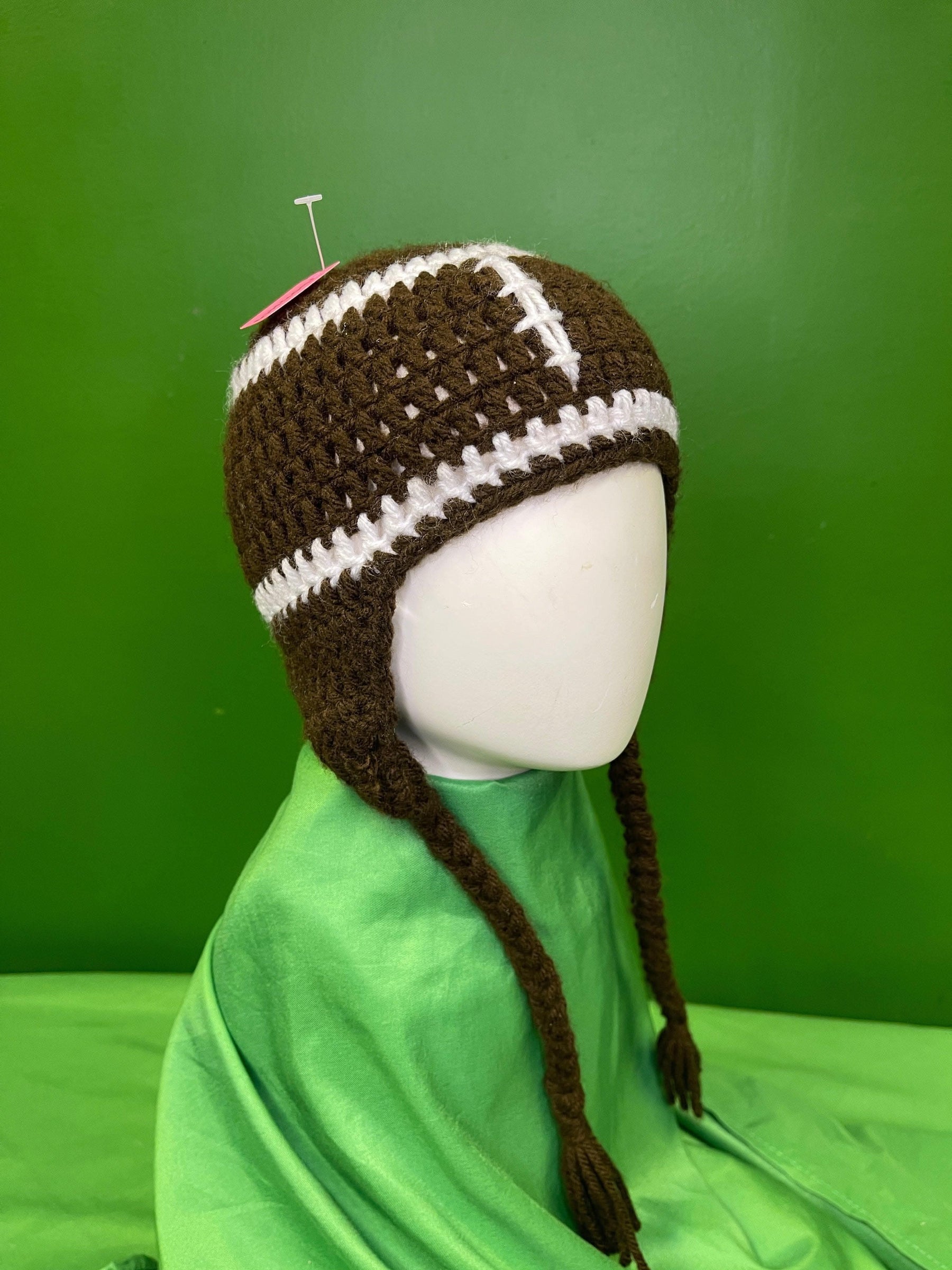 American Football Handmade Knitted Woolly Tassel Hat Baby OSFM