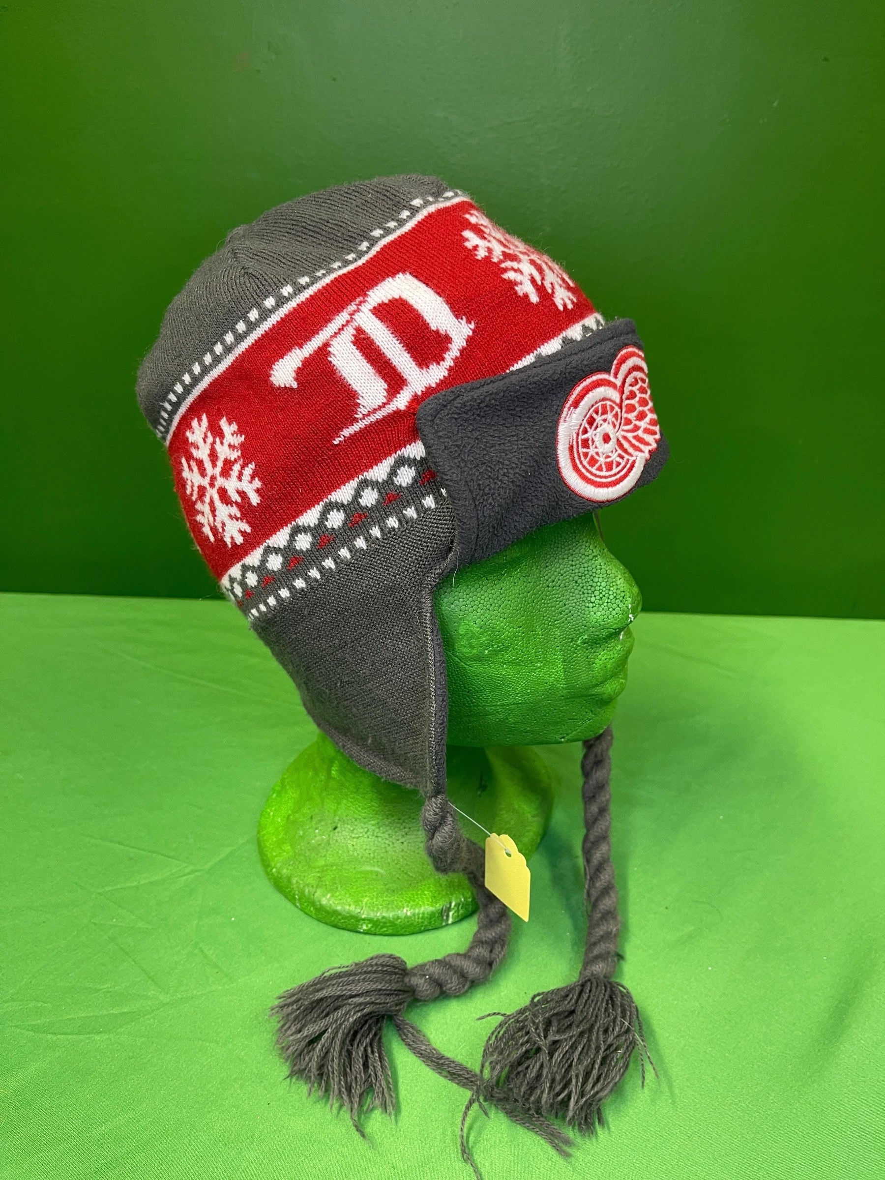 NHL Detroit Red Wings Woolly Hat w/Ear Flaps Adult OSFM