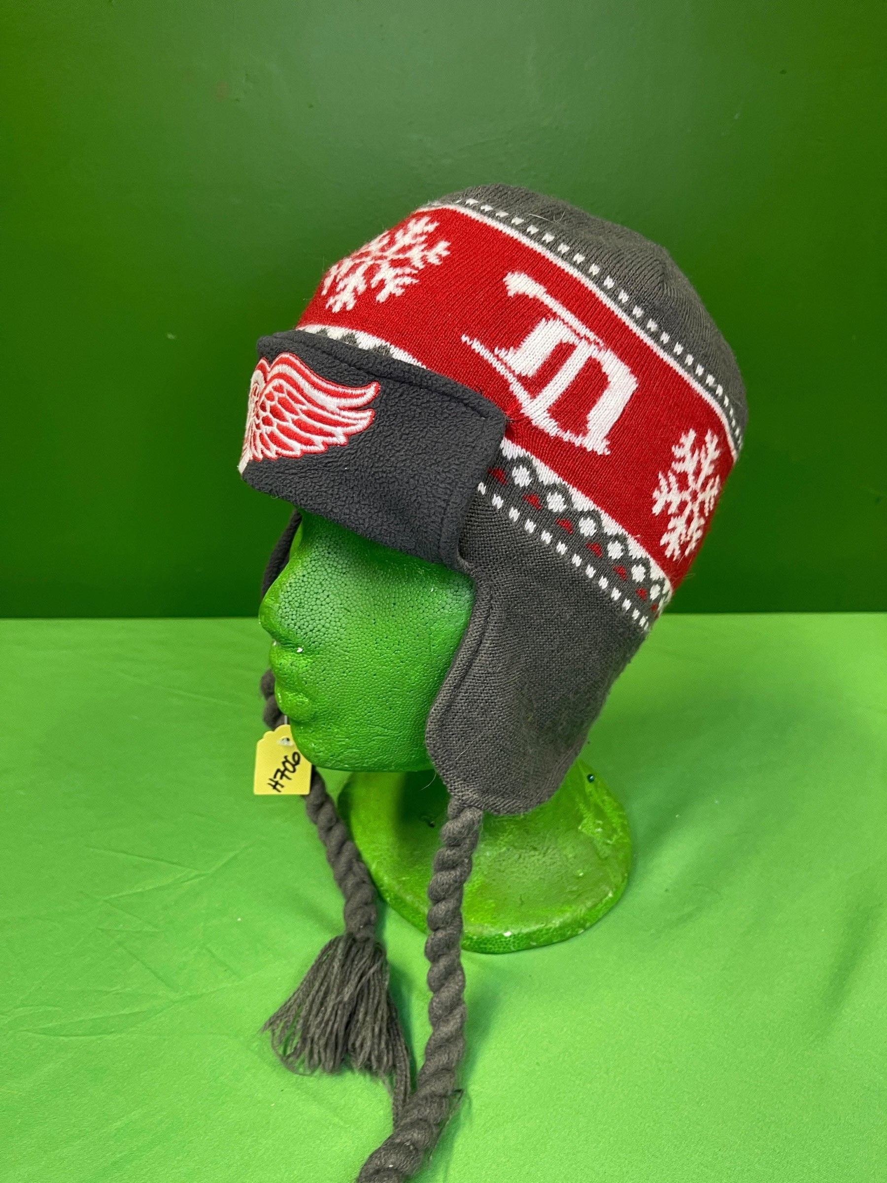 NHL Detroit Red Wings Woolly Hat w/Ear Flaps Adult OSFM