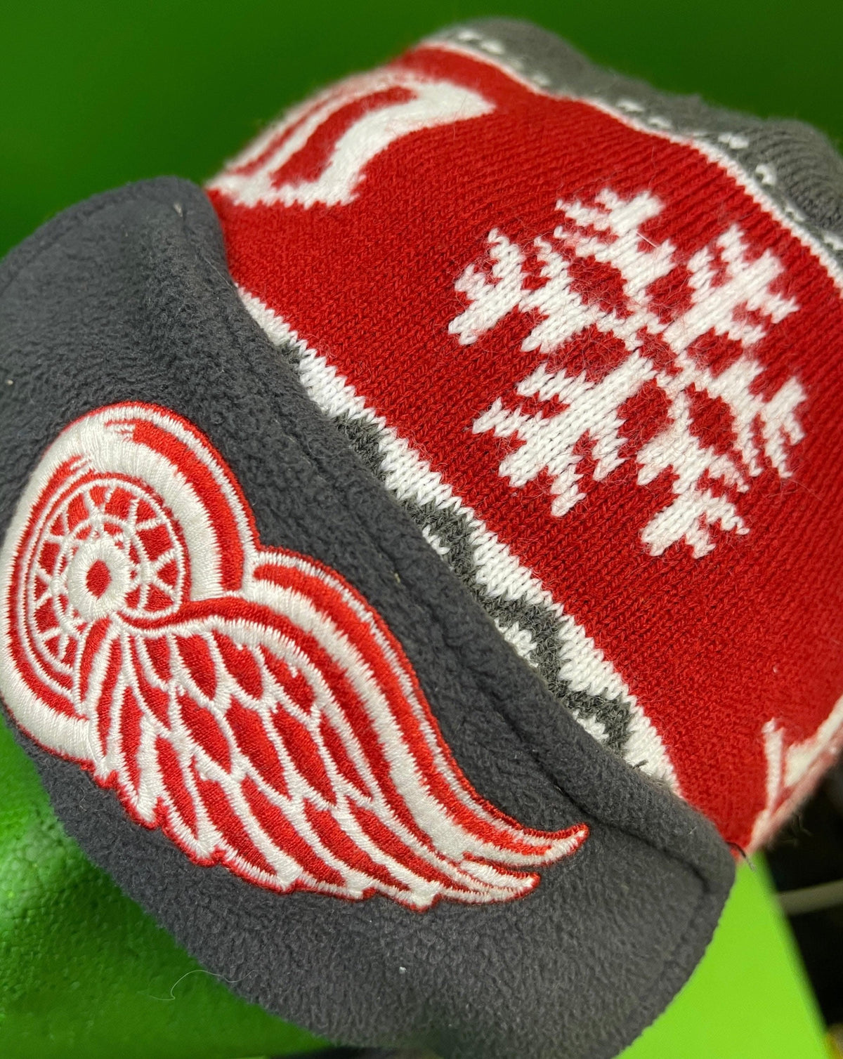 NHL Detroit Red Wings Woolly Hat w/Ear Flaps Adult OSFM