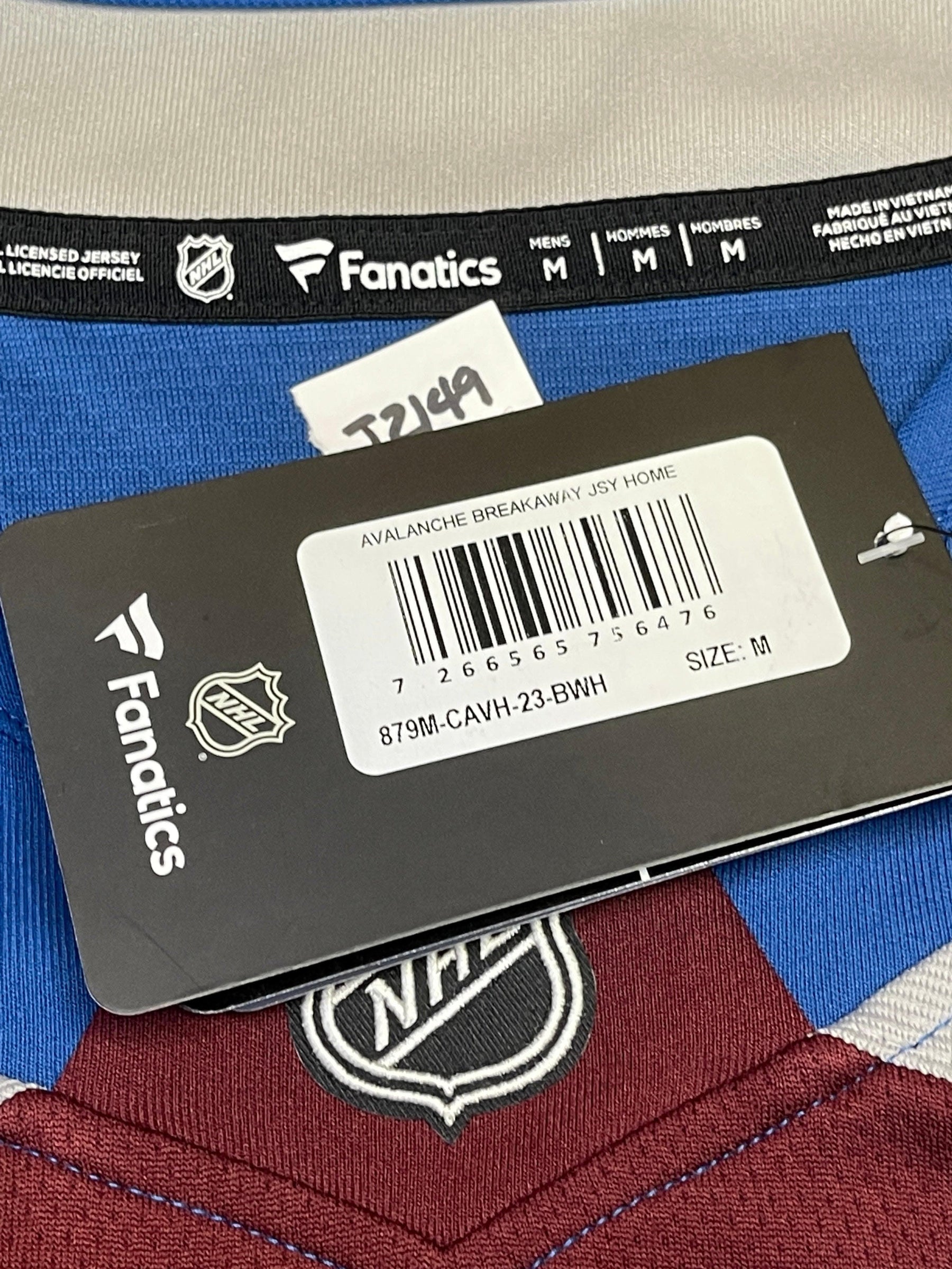 NHL Colorado Avalanche Blank Fanatics Breakaway Stitched Jersey Men's Medium NWT