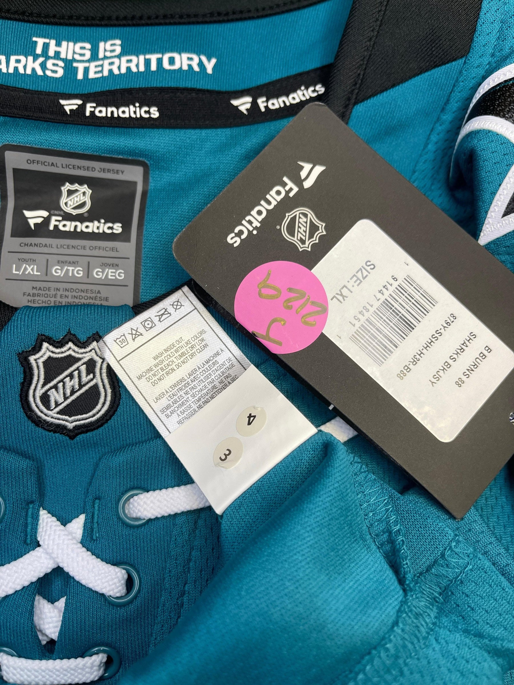 NHL San Jose Sharks Brent Burns #88 Fanatics Home Breakaway Jersey Youth Large/XLarge NWT