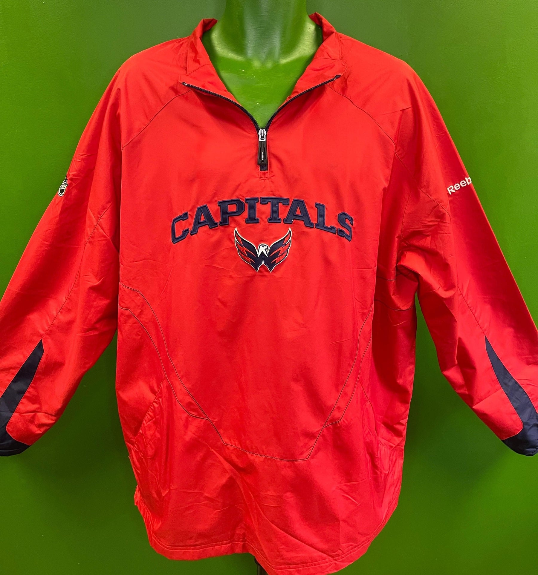 NHL Washington Capitals Reebok 1/4 Zip Pullover Windbreaker Men's X-Large