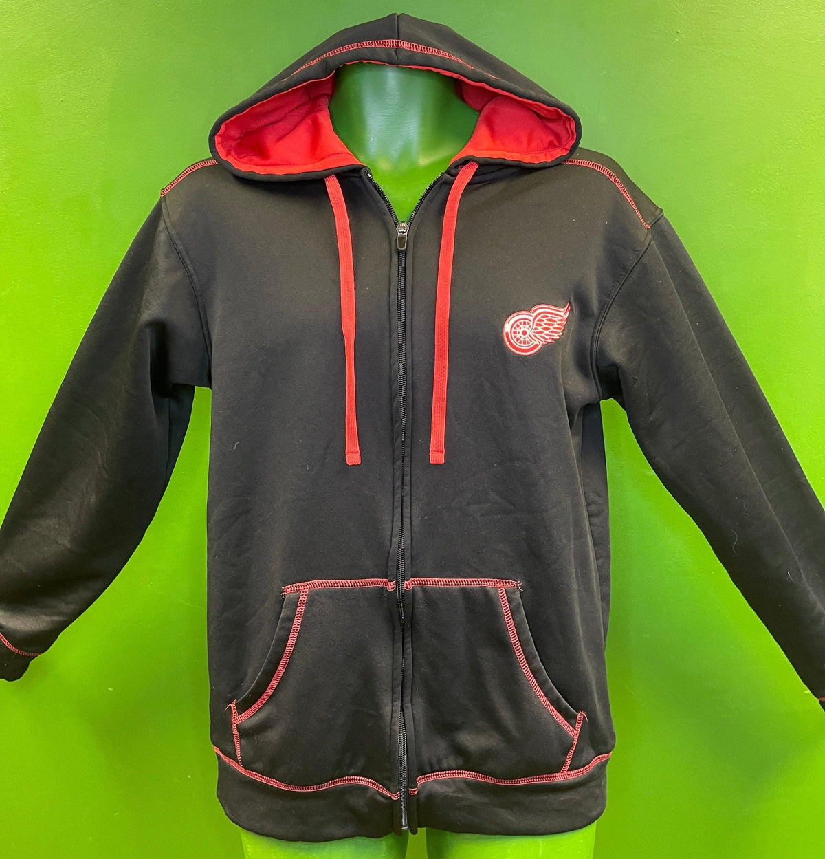 NHL Detroit Red Wings Black Full-Zip Hoodie Men's Small