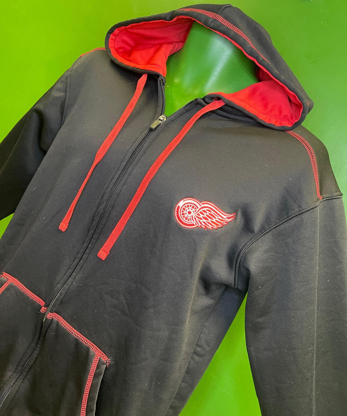 NHL Detroit Red Wings Black Full-Zip Hoodie Men's Small