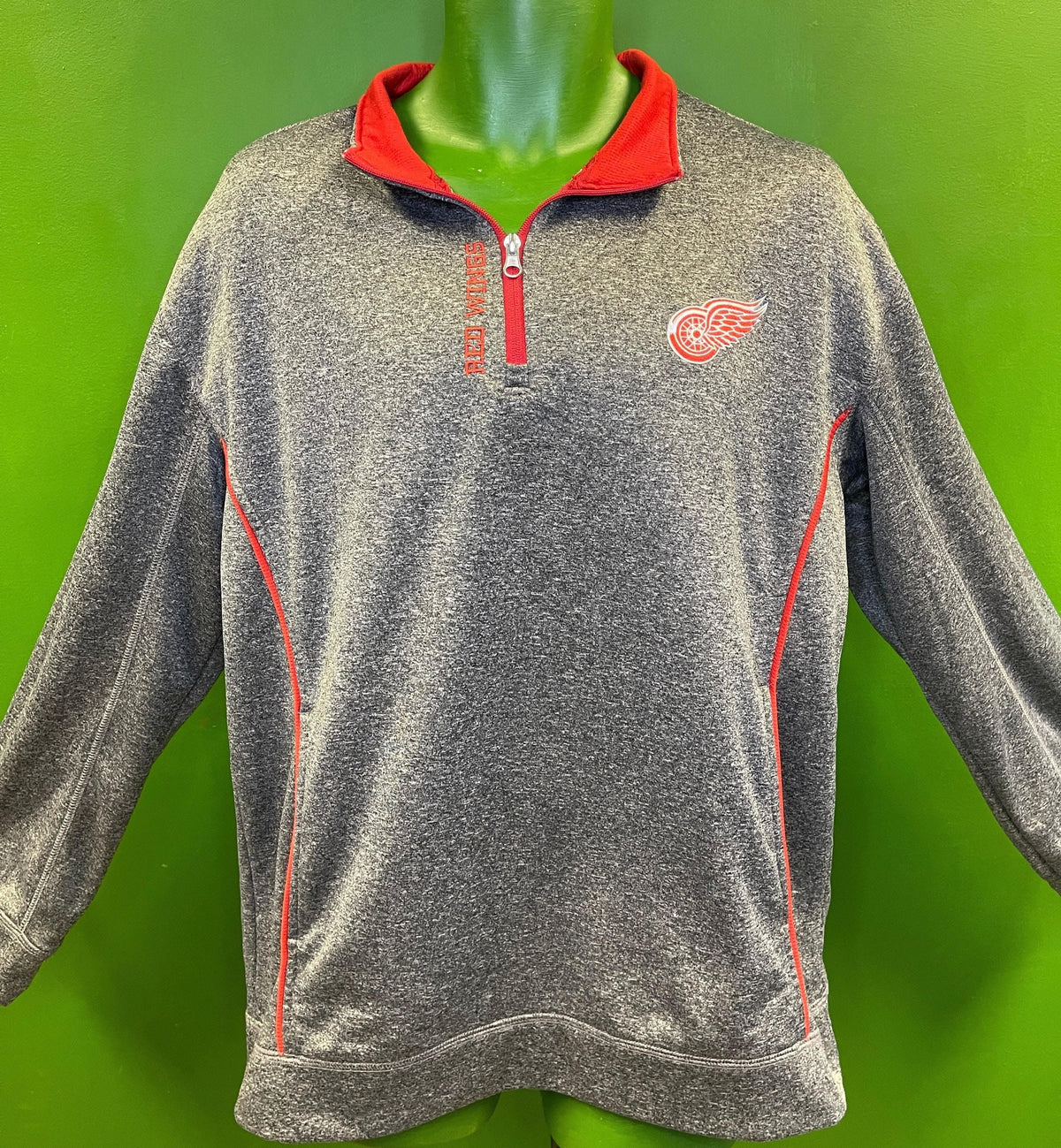 NHL Detroit Red Wings Heathered Grey Pullover Top Men's Large