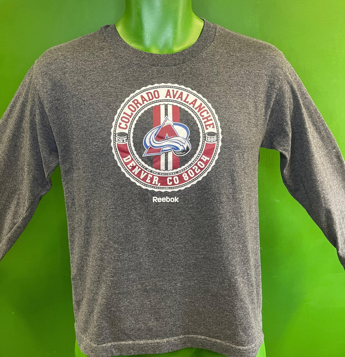 NHL Colorado Avalanche Reebok Grey L/S T-Shirt Youth Medium 10-12
